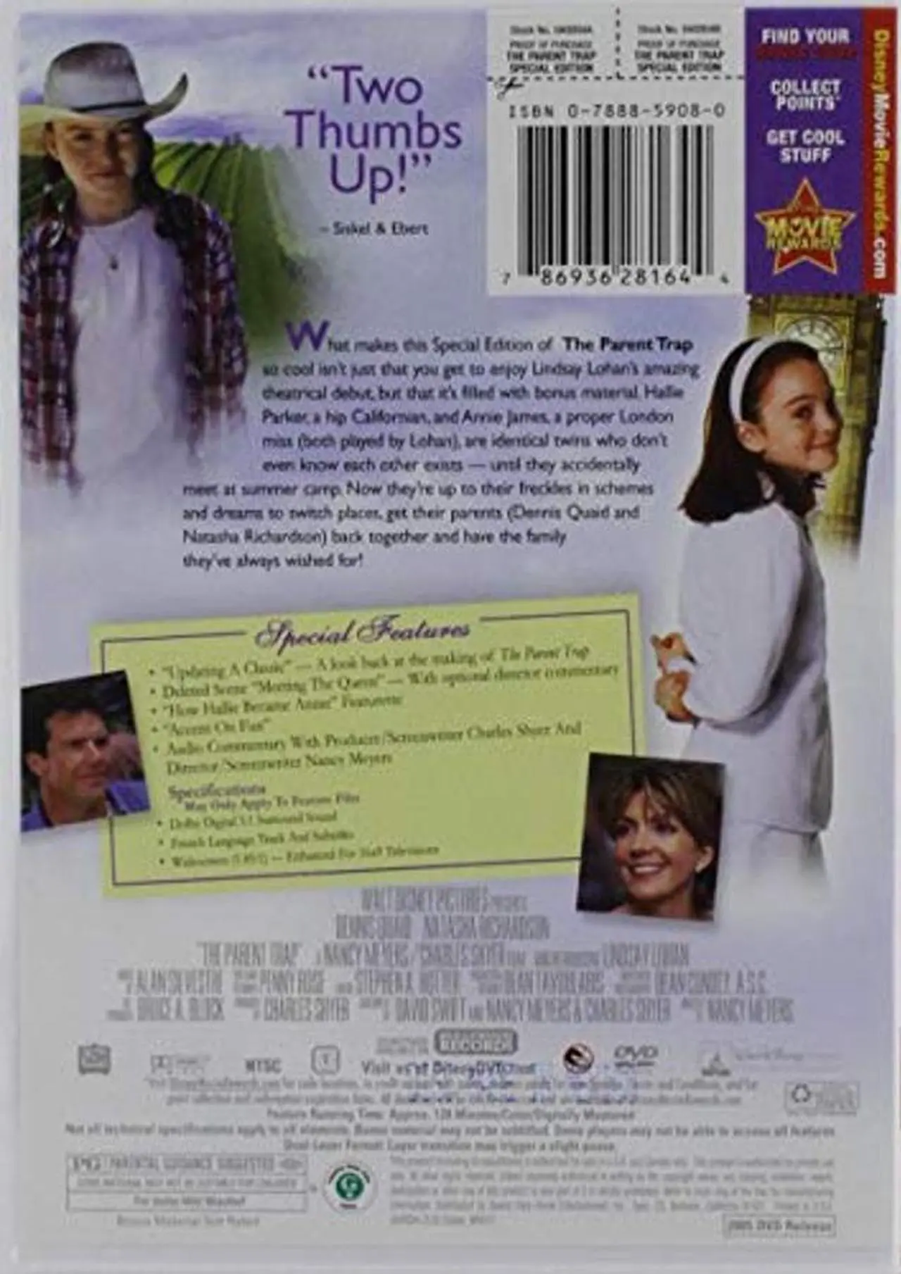 Alt view image 2 of 2 - Walt Disney Home Entertainment The Parent Trap (Special Edition) (1998 / DVD) Lindsay Lohan, Dennis Quaid, Natasha Richardson, Elaine Hendrix, Lisa Ann Walter