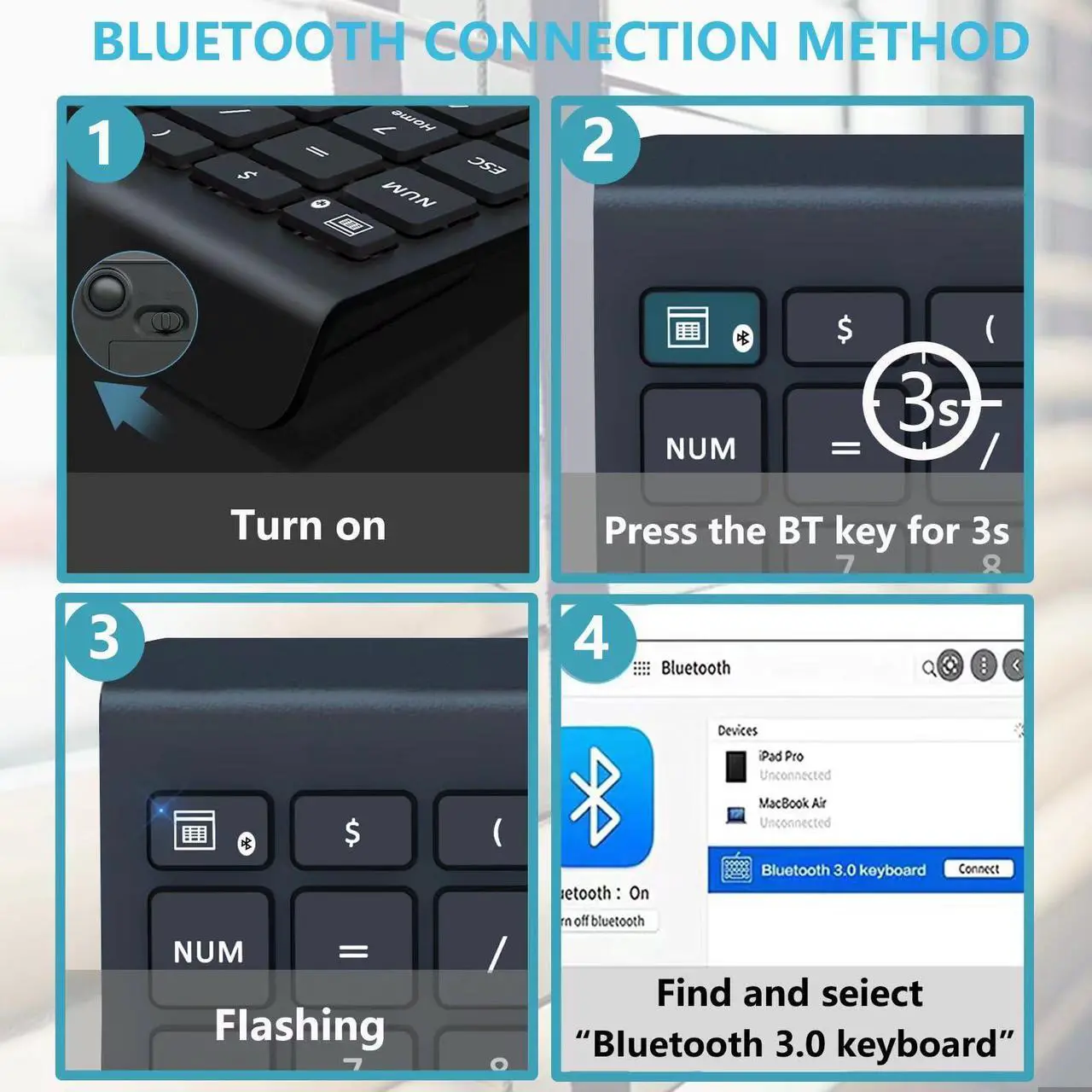 Alt view image 3 of 5 - Bluetooth Number Pad for Laptop, Wireless Numeric keypad, 28 Keys Numpad Number Keypad Bluetooth 10 Keys Number Pad for Laptop, MacBook Air/Pro, iMac, Surface Pro, etc