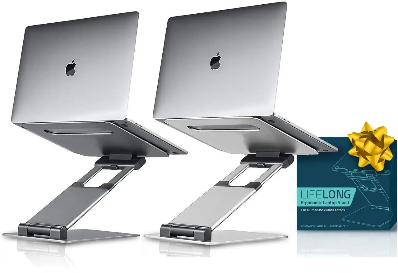 Main image of Ergonomic Laptop Stand for Desk, Adjustable Height Up to 20", Laptop Riser Portable Computer, Laptop Stands, Fits All MacBook, Laptops 10 15 17 Inches, Laptop Holder Desk Stand, Gift for Men Women
