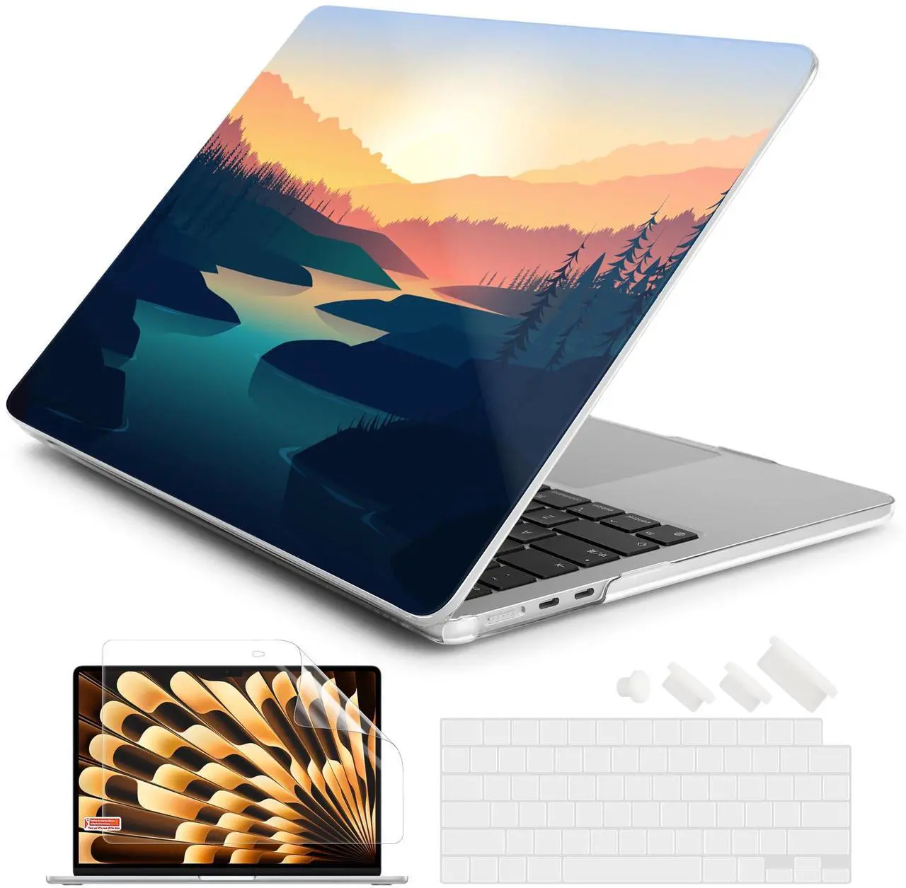 Main image of Batianda Premium Case for New MacBook Air 15 inch 2025 M4 2024 2023 with M3 M2 Chip Model A3241/A3114/A2941, Designed Protective Plastic Hardshell & Keyboard Cover & Screen Protector, Dawn