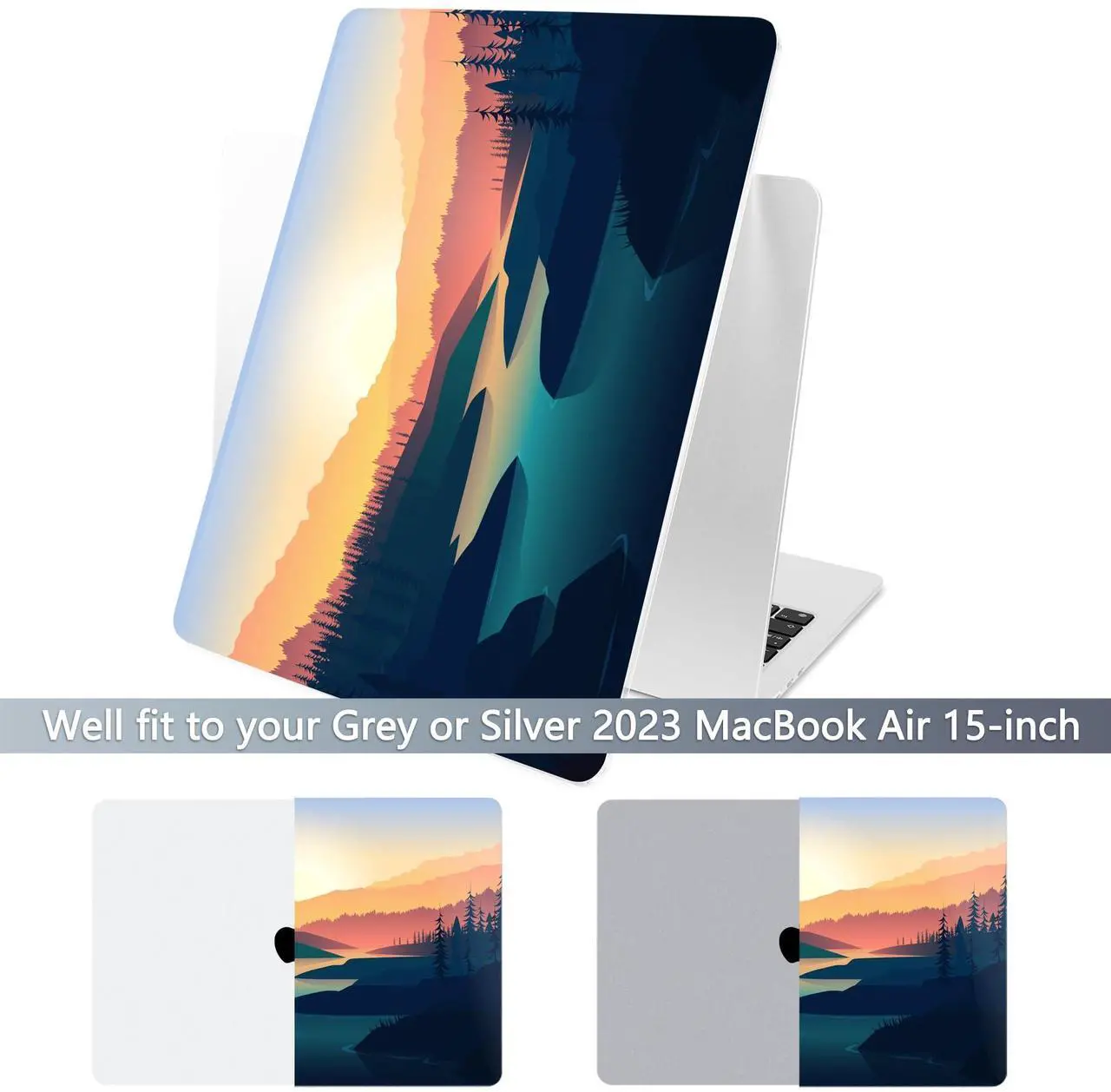 Alt view image 2 of 5 - Batianda Premium Case for New MacBook Air 15 inch 2025 M4 2024 2023 with M3 M2 Chip Model A3241/A3114/A2941, Designed Protective Plastic Hardshell & Keyboard Cover & Screen Protector, Dawn