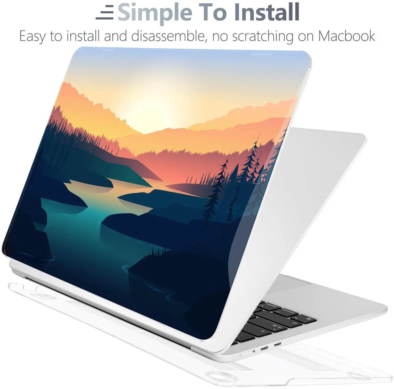 Alt view image 4 of 5 - Batianda Premium Case for New MacBook Air 15 inch 2025 M4 2024 2023 with M3 M2 Chip Model A3241/A3114/A2941, Designed Protective Plastic Hardshell & Keyboard Cover & Screen Protector, Dawn