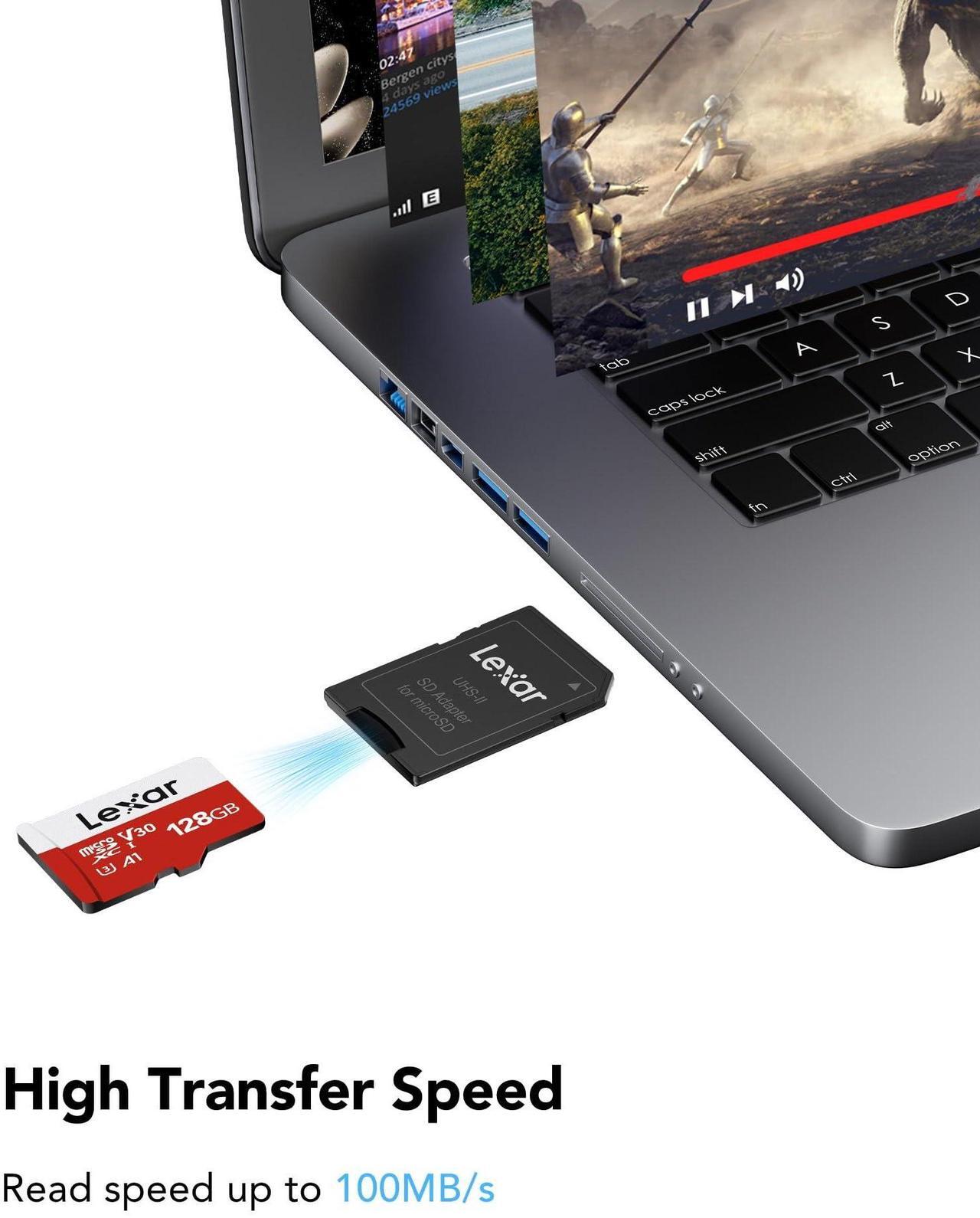 Alt view image 2 of 5 - Lexar E-Series 128GB Micro SD Card 2 Pack and Lexar Dual Slot USB-A Reader