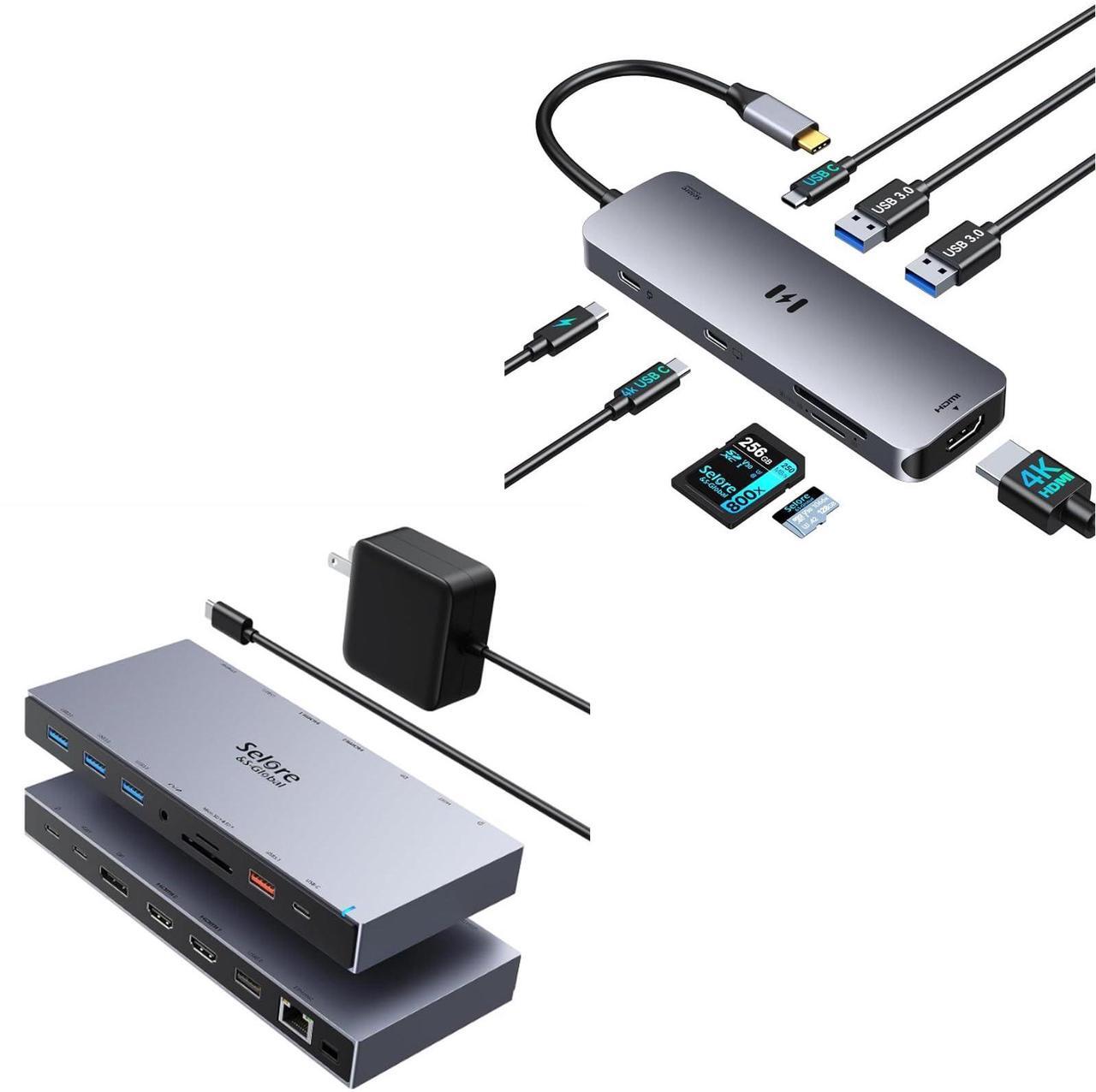 Main image of 15 in 1 USB C Laptop Docking Station with 65W Power Adapter + Selore 8-in-1 Docking Station Dual Monitor, USB C Video Hub