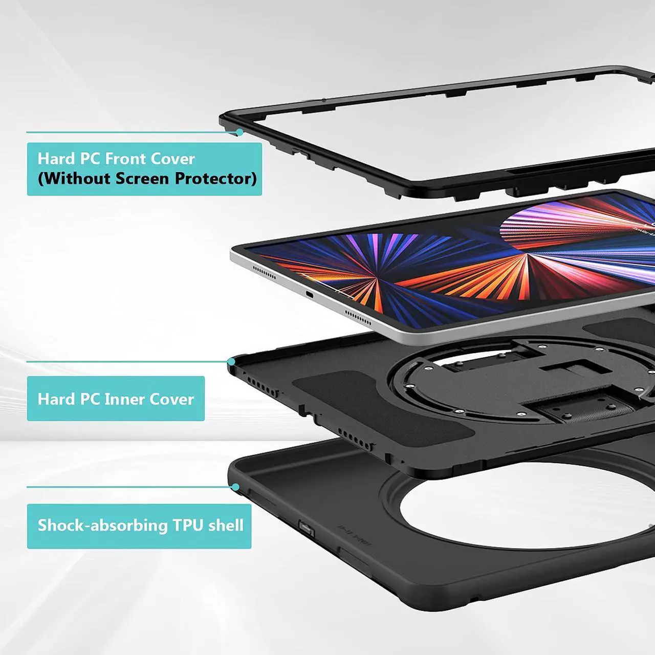 Alt view image 2 of 5 - ProCase iPad Pro 11 Inch Heavy Duty Case 2021 2020 2018 Bundle with Matte Screen Protector for iPad Pro 11'' 3rd Gen / 2nd Gen / 1st Gen