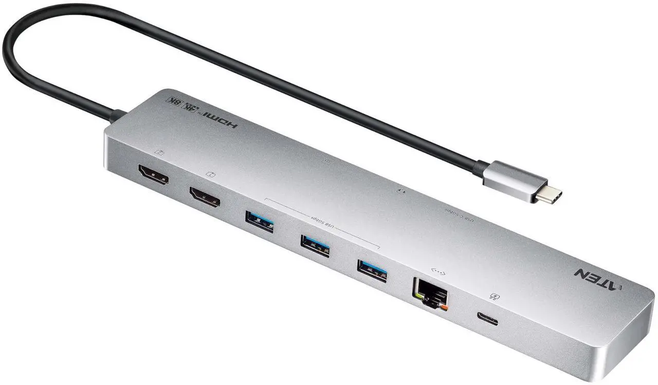 Main image of ATEN UH3240 11-in-1 USB-C 16" USB Hub, Dual Monitor 4K 120Hz Supports 8K 7680 x 4320 HDMI Display 100W Power Delivery PD 3.0 Compatible with macOS, Windows, Computer Laptops, iOS, iPadOS, Android