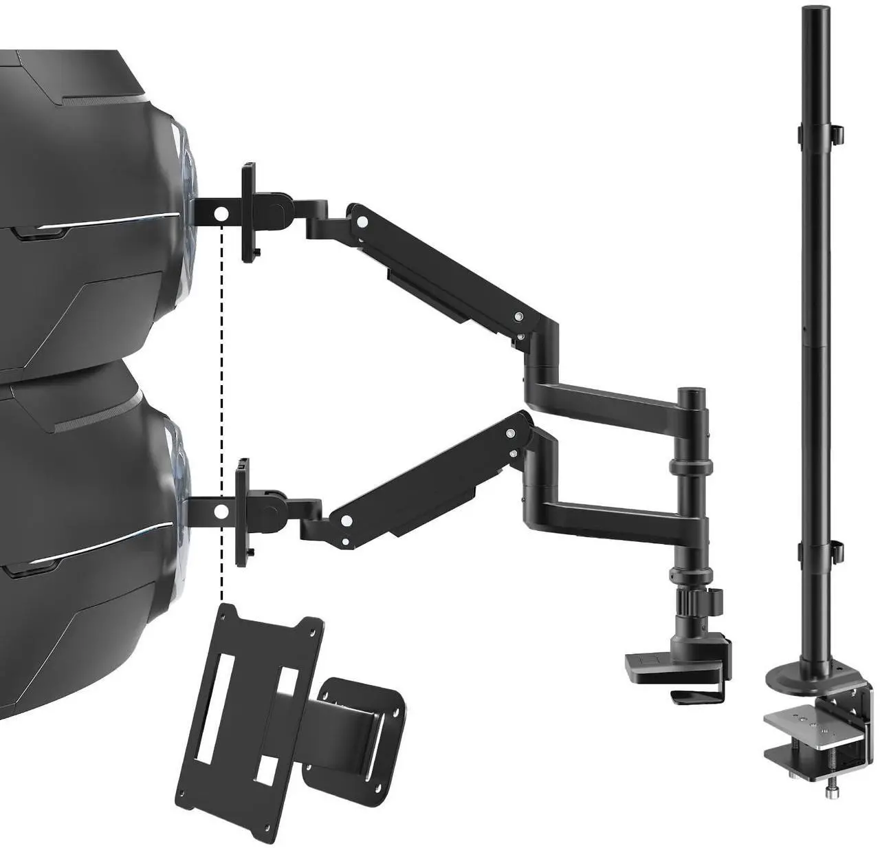 Main image of Bundle:17-49'' Dual Monitor arm and VESA Adapter and 31.5 inch Long Pole(with Steel Base)