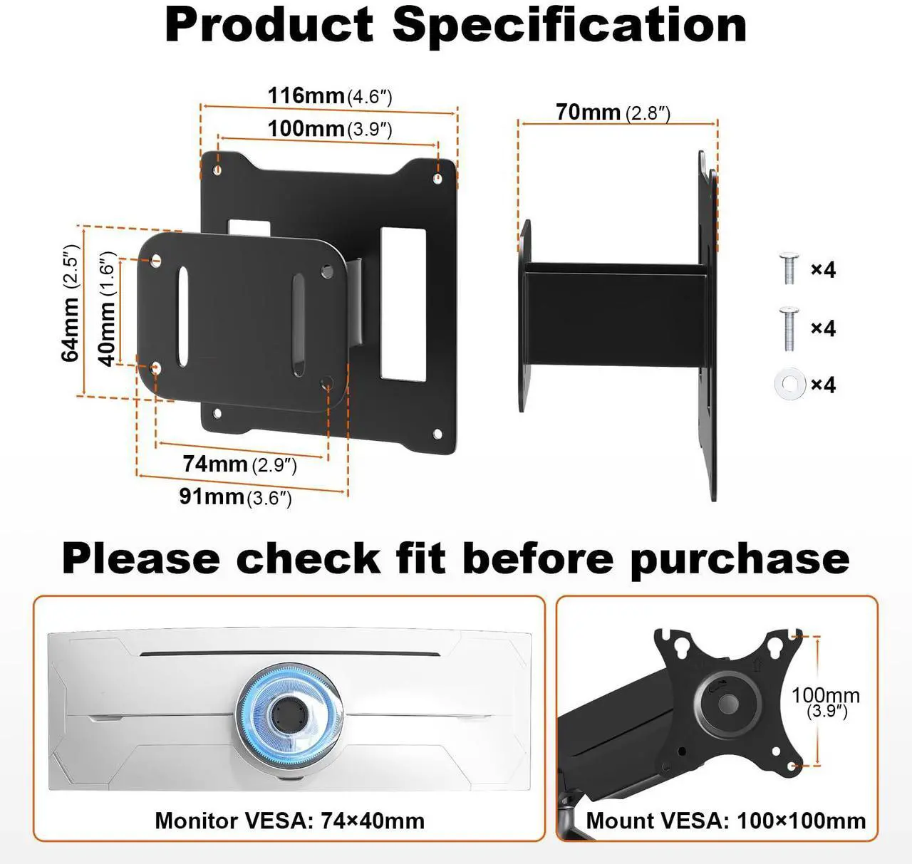Alt view image 3 of 5 - Bundle:17-49'' Dual Monitor arm and VESA Adapter and 31.5 inch Long Pole(with Steel Base)