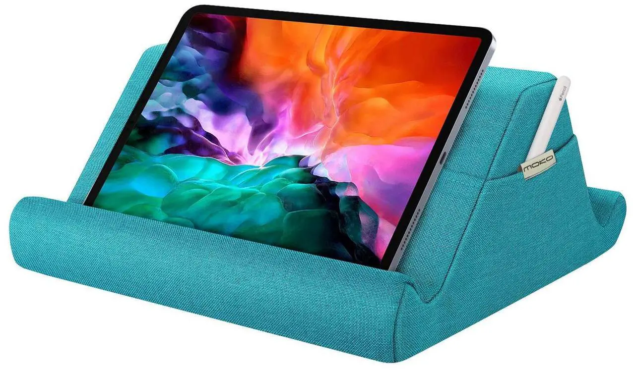 Main image of MoKo Tablet Pillow Holder, Pillow for iPad Multi-Angle Soft Tablet Stand Up to 12.9", Lap Pillow for eReaders, Books, Magazines, Fit iPad 10.2", iPad Air 3 2, iPad Pro 11"/ Pro 12.9" / 9.7" - Sea Blue