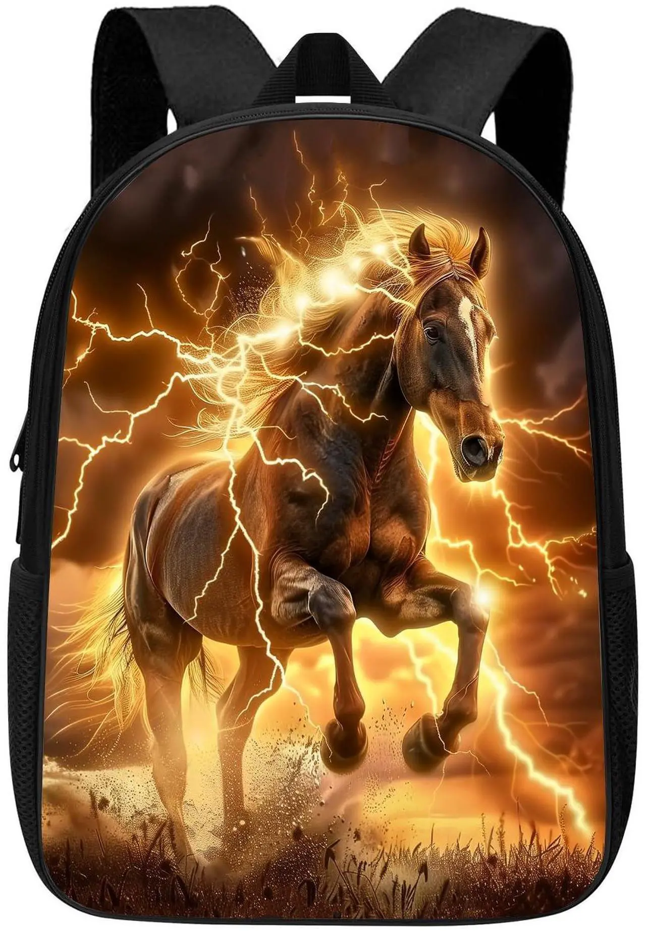 Main image of ALIFAFA Horse Backpack Cool Lightning Horse Backpack for Boys Girls Kids Teens, Elementary Middle High College School Bag Laptop Daypack Rucksack for School & Travel, 17 Inch