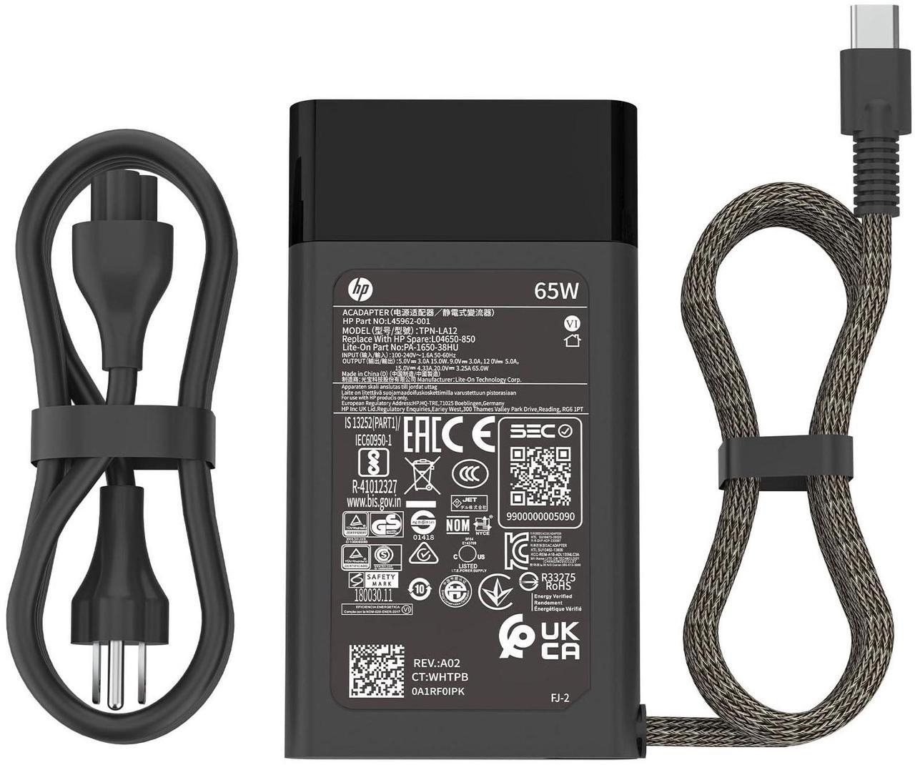Main image of New 65W 45W USB C Laptop Charger Fit for HP EliteBook 840 845 835 830 865 860 640 655 1040 G9 G8 G10 ProBook 440 450 445 460 465 G9 G10 G11 HP Elite x2 1012 G1 G2 Laptop AC Power Adapter Supply Cord