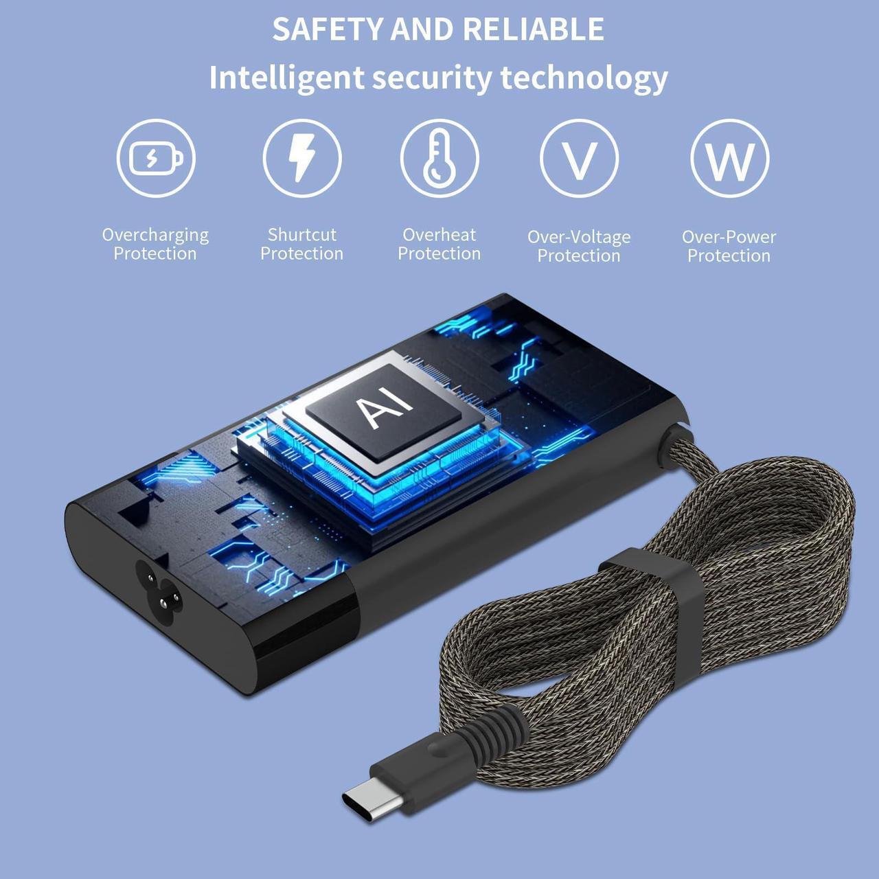 Alt view image 5 of 5 - New 65W 45W USB C Laptop Charger Fit for HP EliteBook 840 845 835 830 865 860 640 655 1040 G9 G8 G10 ProBook 440 450 445 460 465 G9 G10 G11 HP Elite x2 1012 G1 G2 Laptop AC Power Adapter Supply Cord