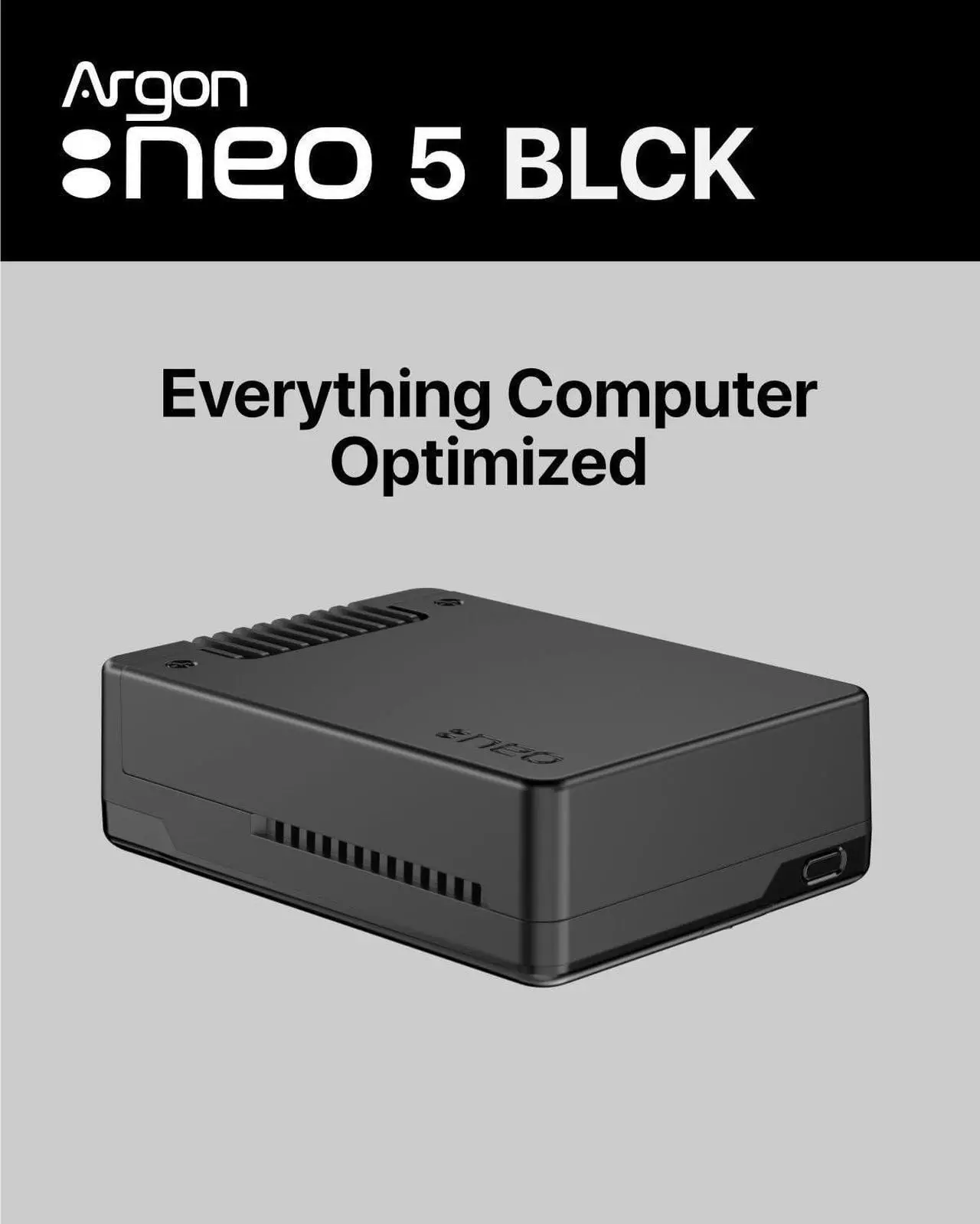 Alt view image 3 of 5 - Argon NEO 5 Case for Raspberry Pi 5 with M.2 NVME Expansion Board (Black)