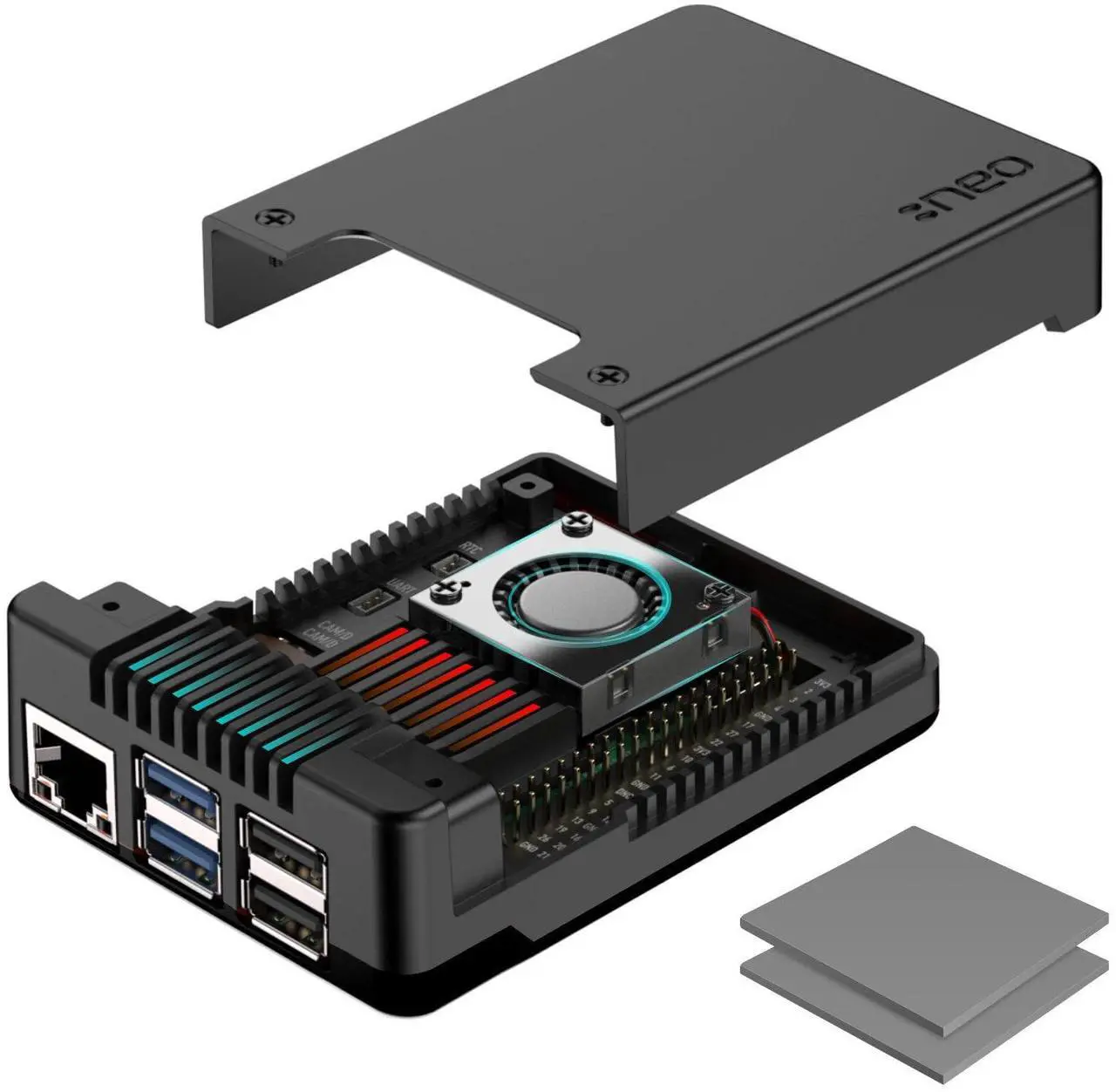 Alt view image 2 of 5 - Argon NEO 5 Case for Raspberry Pi 5 with M.2 NVME Expansion Board (Black)