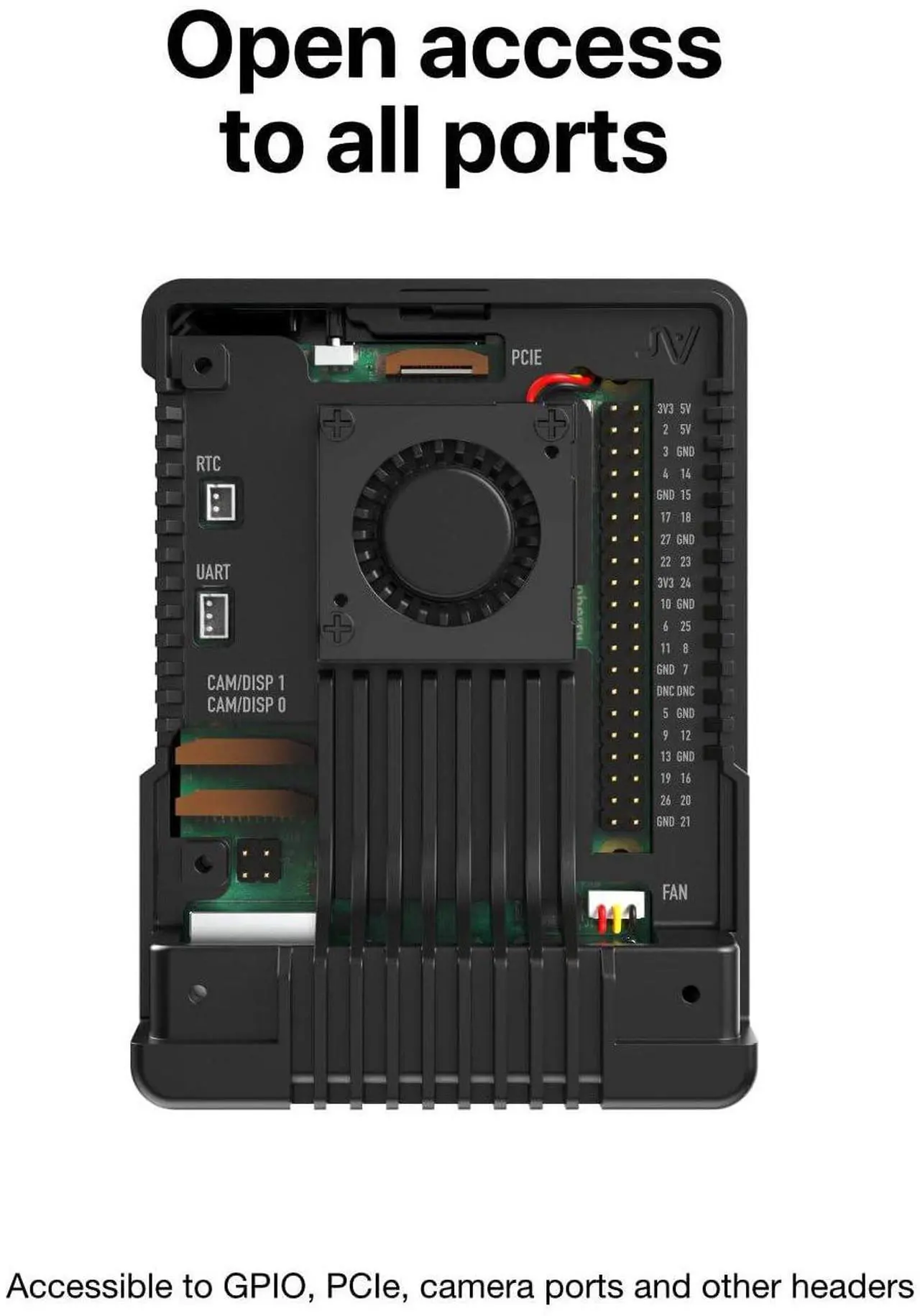 Alt view image 5 of 5 - Argon NEO 5 Case for Raspberry Pi 5 with M.2 NVME Expansion Board (Black)
