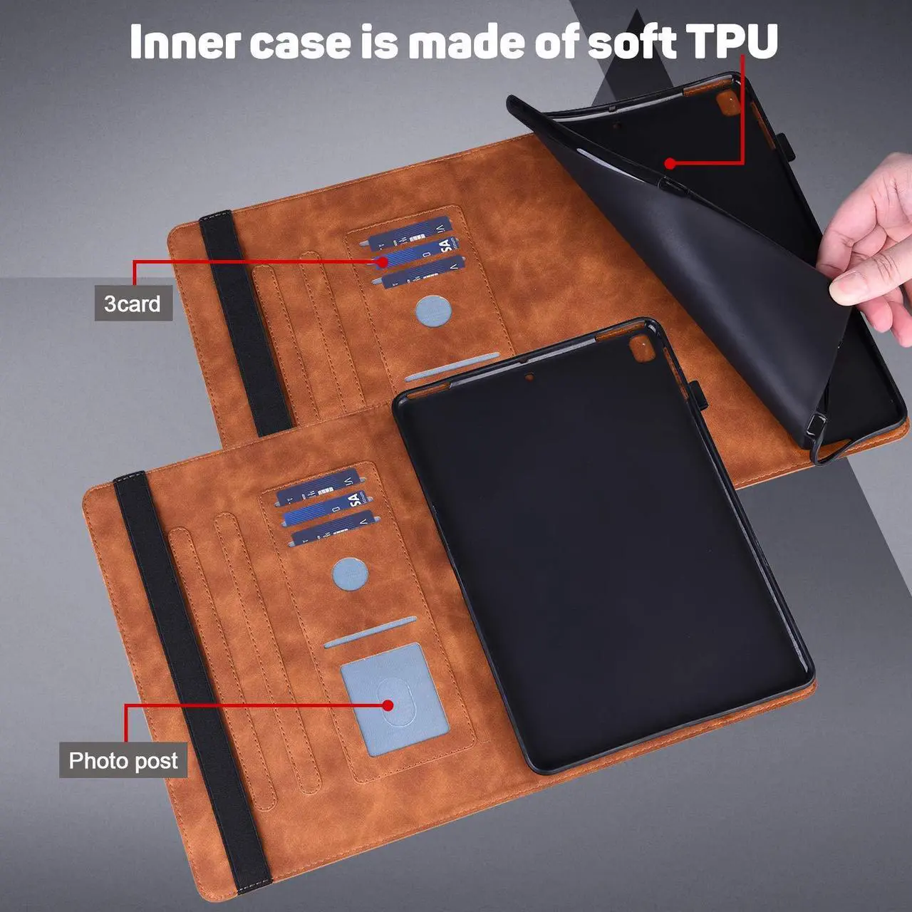 Alt view image 4 of 5 - ALILANG Case for 7"/6.8" Kindle Paperwhite (12th Generation-2024, 11th Generation-2021) with Stylus, Multiple Viewing Angles PU Leather Stand Flip Cover for Kindle Paperwhite 2024 Case-Brown