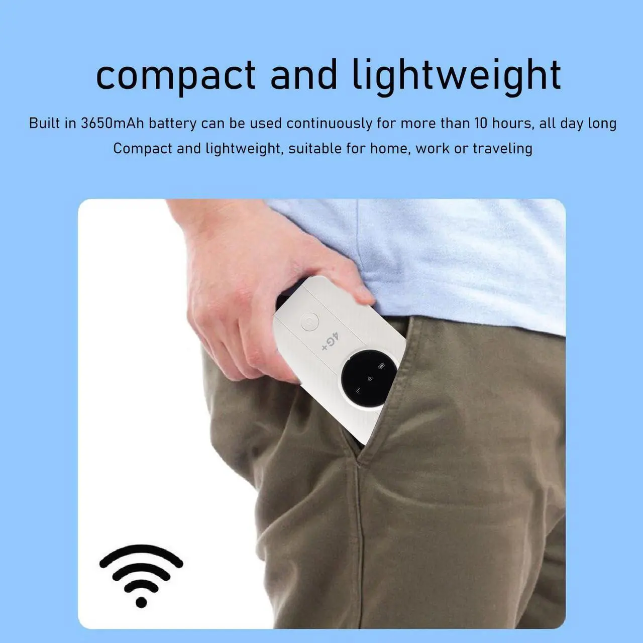 Alt view image 2 of 5 - Bewinner 4G LTE Portable Router for Travel, 300Mbps Unlocked High Speed 4G Pocket Mobile Hotspot,Up to 10 Devices, USB Powered, 4G B1/3/5/7/8/40, Bewinner8h6gmir2op