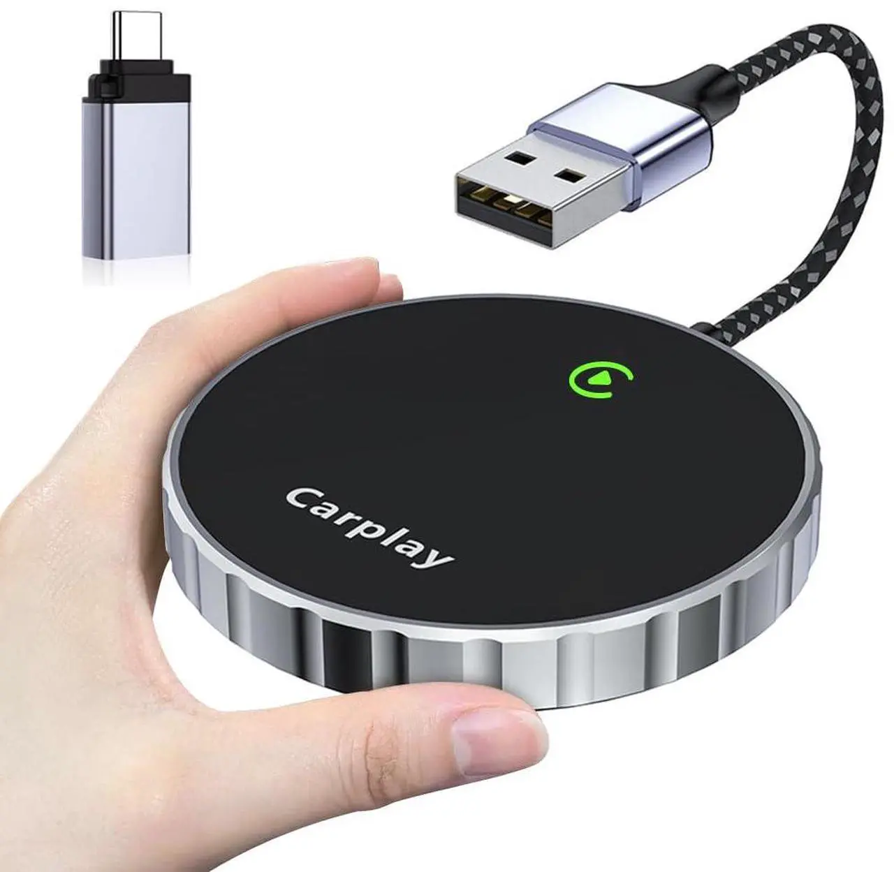 Main image of Pro Wireless CarPlay Adapter, 2024 Upgrade, Bluetooth Magic Link, Compatible for Apple CarPlay Wireless Adapter for Cars from 2016 & iPhone iOS 10+ (Circle/Black)