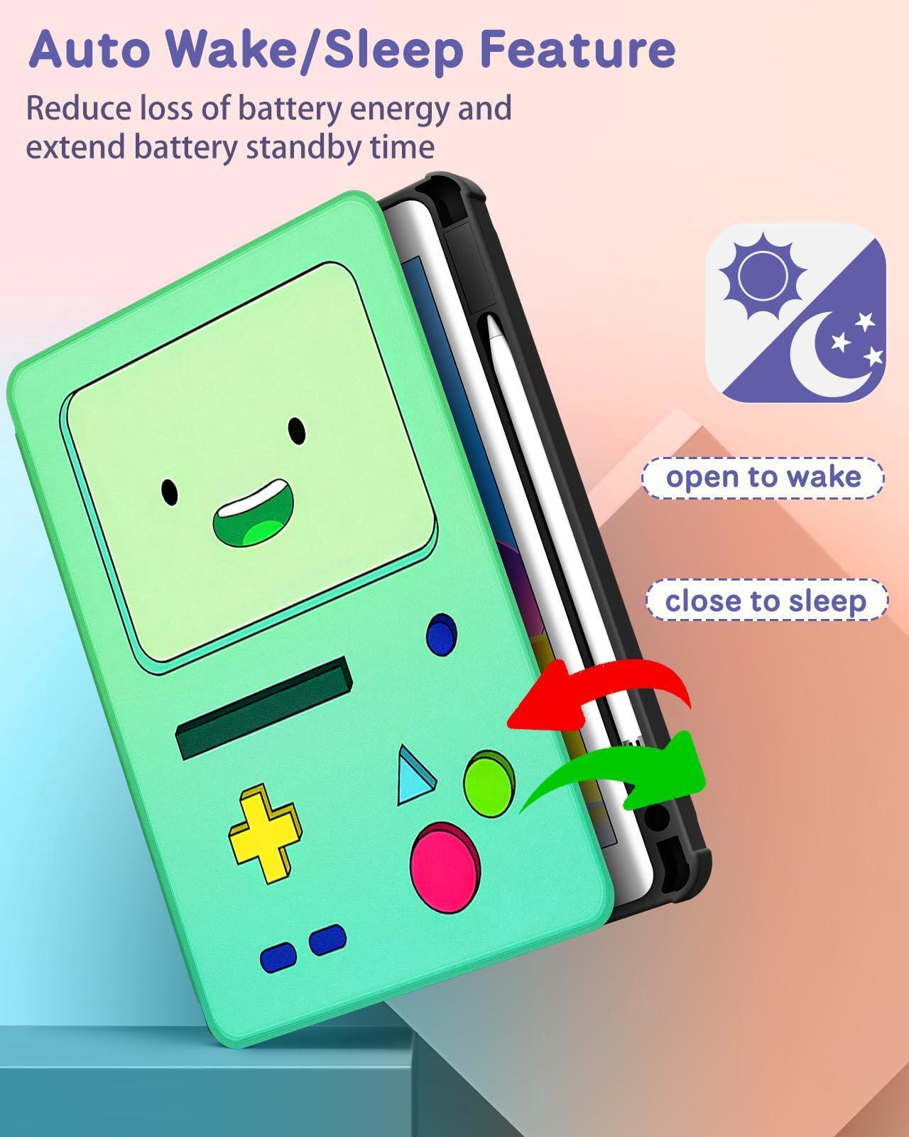 Alt view image 5 of 5 - Besoar for iPad 9th/8th/7th Generation 10.2 inch Case Cute Cartoon Kawaii for Girls Kids Girly Women Design Covers,360 Degree Rotating Folio Stand Pencil Holder for Apple i Pad 9/8/7 Gen,Green Game