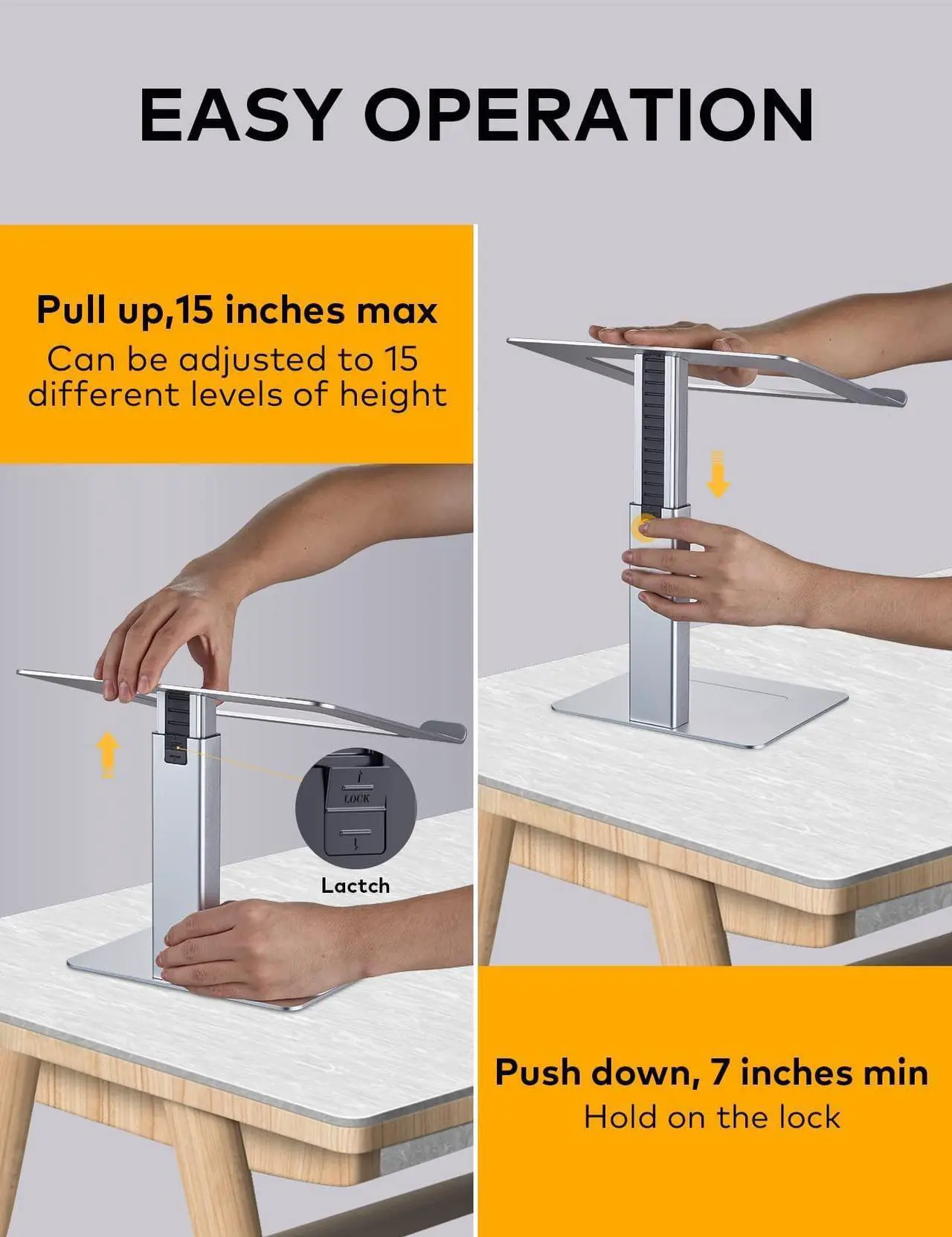 Alt view image 5 of 5 - DEEDRR Laptop Stand for Desk, Ergonomic Sitting and Standing Laptop Riser for Notebook MacBook 11-17 Inches,DJ Laptop Stand Adjustable Height from 7-15 Inches Aluminum(Silver)