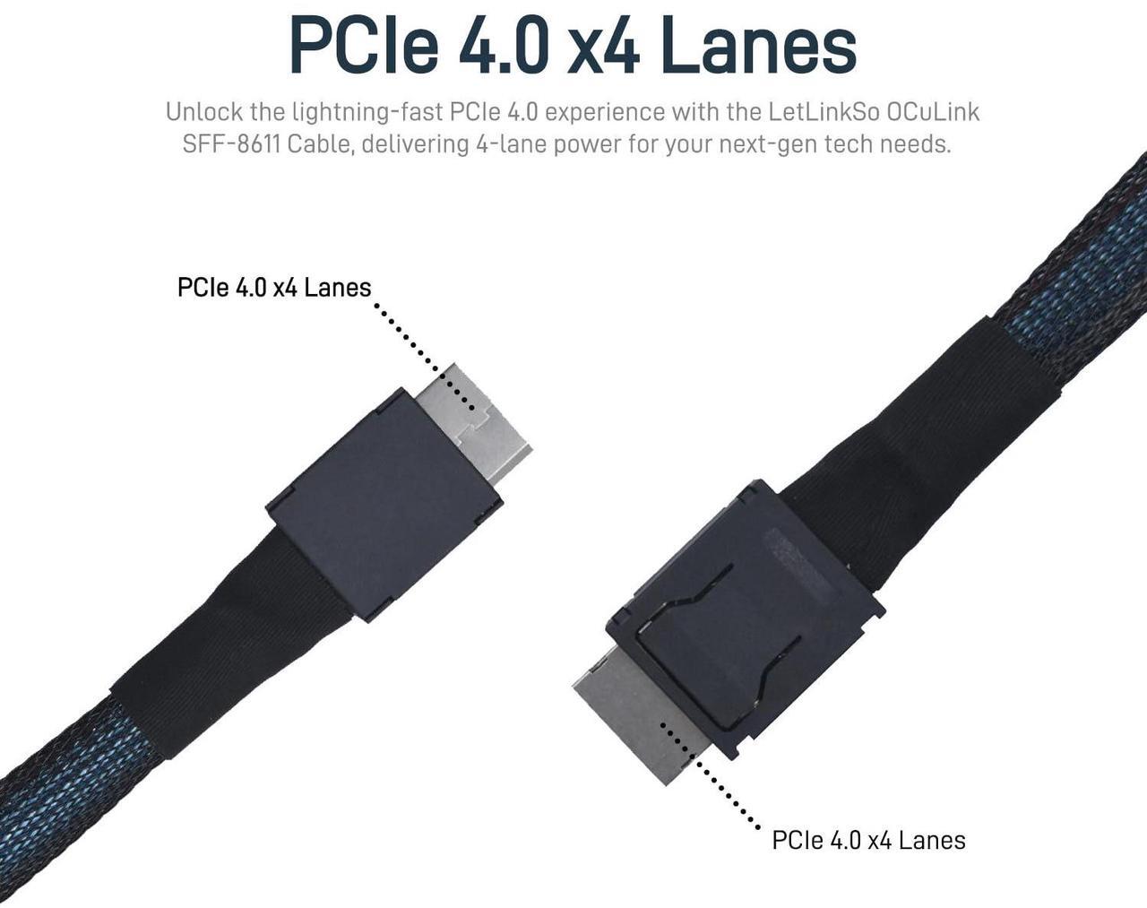 Alt view image 2 of 5 - LetLinkSo Oculink Cable PCIe 4.0 SFF-8611 4i Long Male Extension Cable for Oculink eGPU onexGPU Mini PC SSD, 6.6 feet (200 cm)