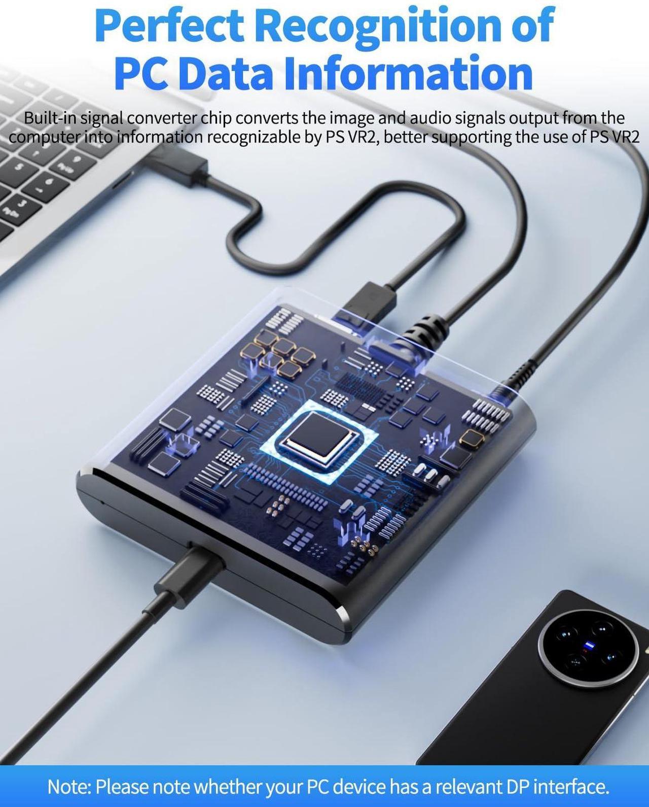 Alt view image 3 of 5 - AOJAKI PSVR2 PC Adapter & DisplayPort Cable Kit - Compatible with PS VR2 Headset for SteamVR & PC Gaming, Expand Your Game Library with Plug & Play Convenience