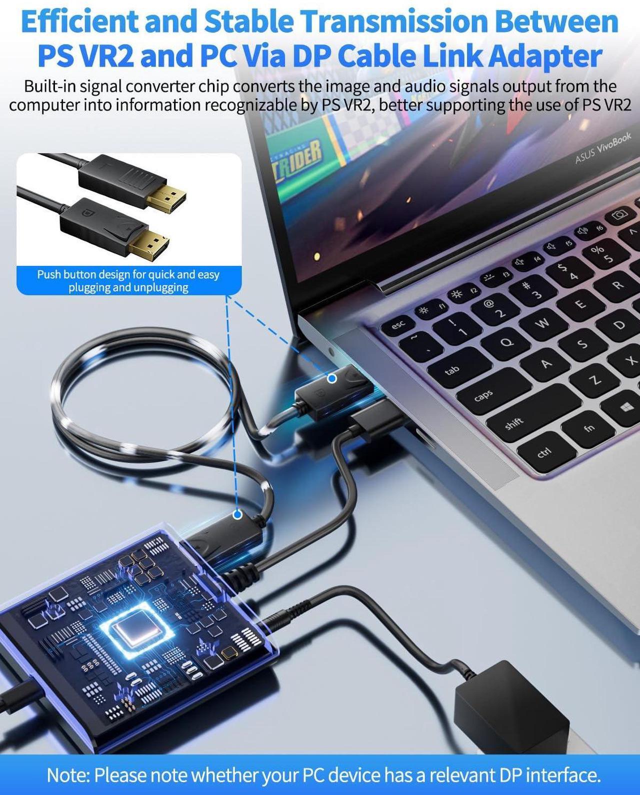 Alt view image 5 of 5 - AOJAKI PSVR2 PC Adapter & DisplayPort Cable Kit - Compatible with PS VR2 Headset for SteamVR & PC Gaming, Expand Your Game Library with Plug & Play Convenience