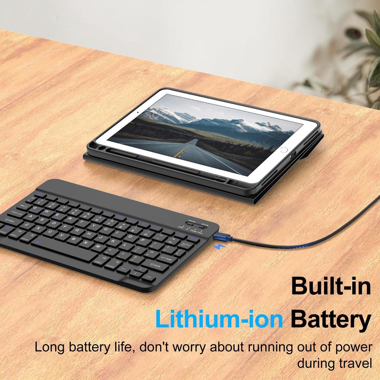 Alt view image 4 of 5 - D DINGRICH Keyboard Case for iPad 6th/5th Generation 9.7 inch, Slim Folio Smart Case with Pencil Holder for iPad Air 2, Rechargeable, Detachable Wireless Keyboard with 7 Color Backlit for iPad Pro 9.7