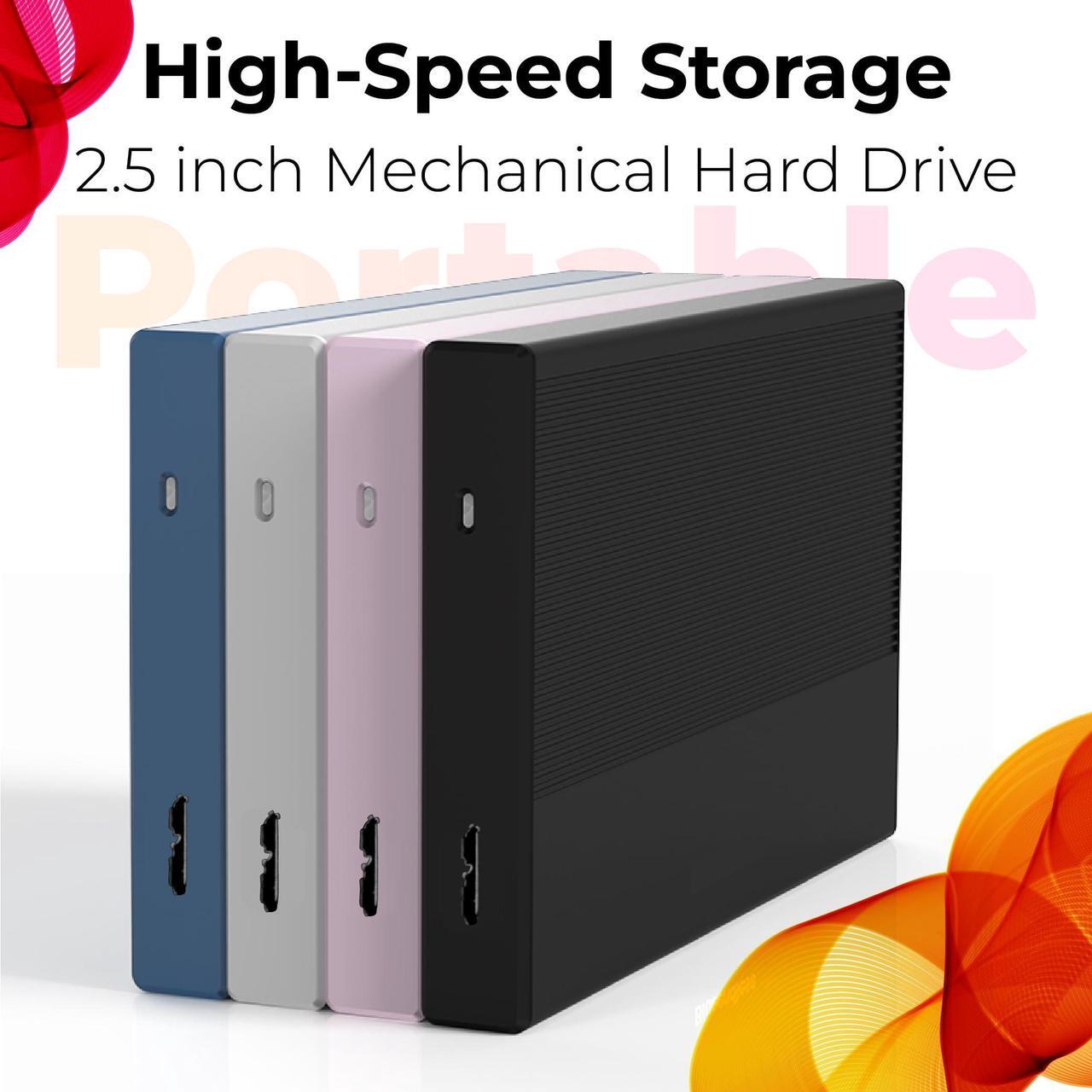 Alt view image 5 of 5 - 1TB External Hard Drive USB 3.0 Portable Hard Drive 2.5 inch External HDD High-Speed Data Transfer Storage and Backup Drive for PS4, PS5, Desktop, PC, Laptop, MAC, Gaming Console (Silver)