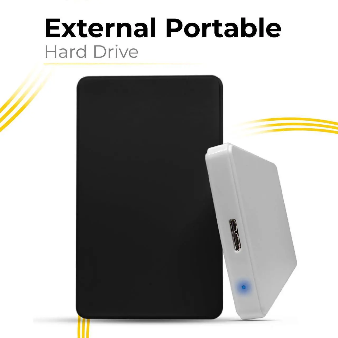 Alt view image 2 of 5 - 500GB External Hard Drive USB 3.0, 2.5" HDD Ultra Slim Storage Hard Disk and Portable External Backup Drive, USB Hard Drive Compatible with Gaming Console, PC, Mac,Laptop, Desktop - White