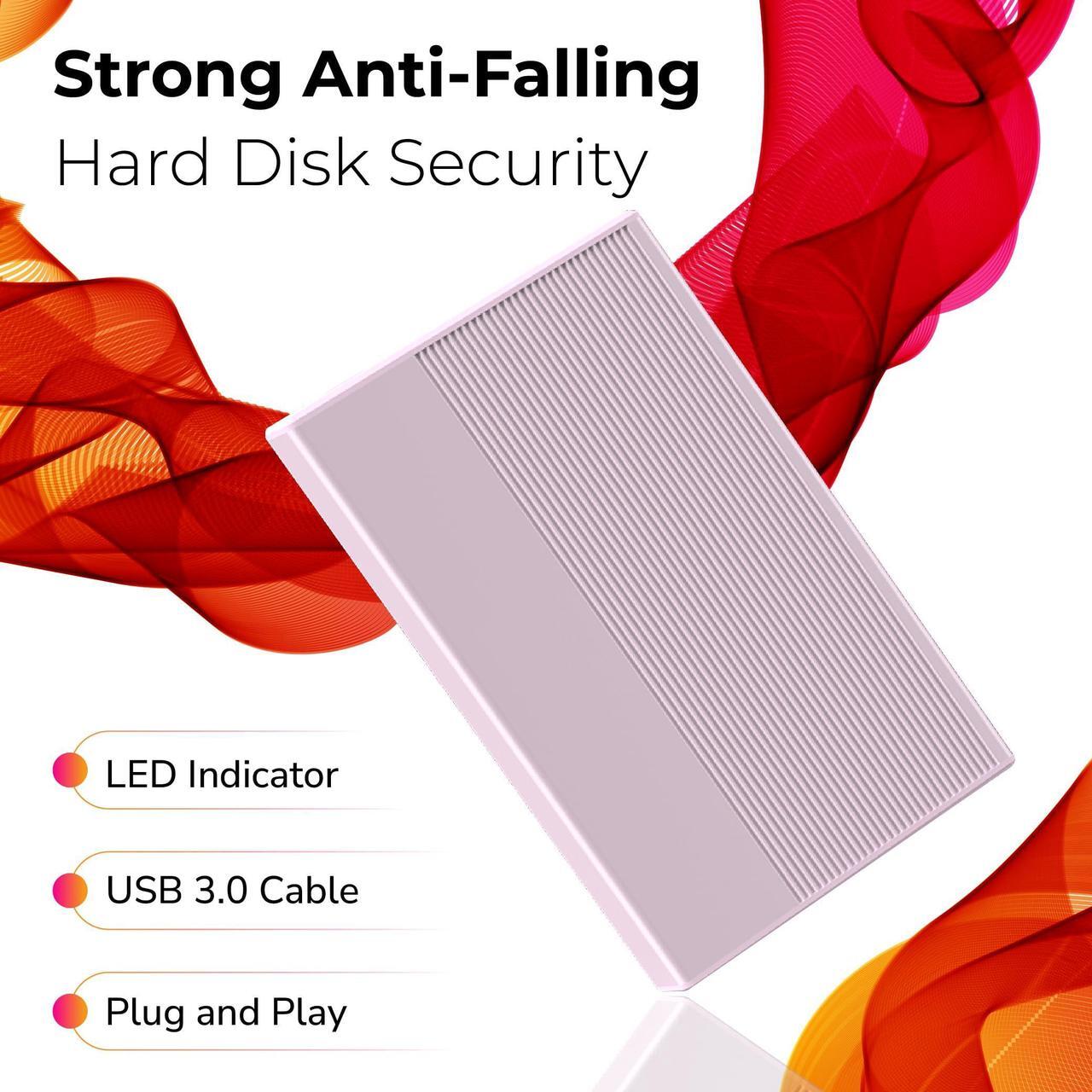 Alt view image 3 of 5 - 1TB External Hard Drive USB 3.0 Portable Hard Drive 2.5 inch External HDD High-Speed Data Transfer Storage and Backup Drive for PS4, PS5, Desktop, PC, Laptop, MAC, Gaming Console (Silver)