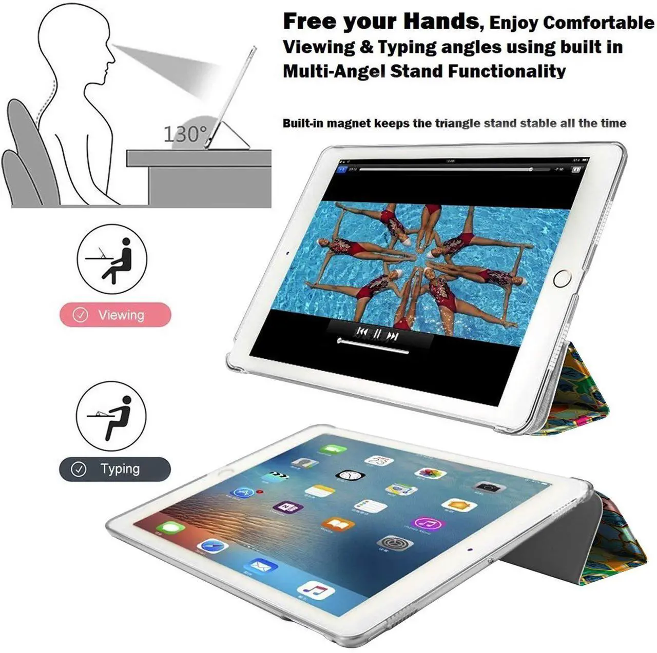 Alt view image 4 of 5 - DuraSafe Cases iPad PRO 12.9 Inch 1st Gen [ Pro 12.9 2015 1 Gen ] ML0H2LL/A ML0G2LL/A MD517LL/A ML0N2LL/A ML0Q2LL/A ML0R2LL/A ML0V2LL/A ML0U2LL/A ML0T2LL/A Printed PC Cover - Damask