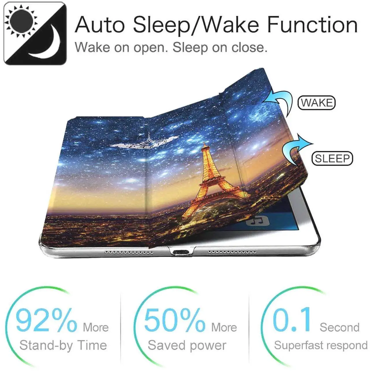 Alt view image 3 of 5 - DuraSafe Cases iPad PRO 12.9 Inch 1 Gen [ Pro 12.9 2015 1st Gen ] ML0H2LL/A ML0G2LL/A ML0N2LL/A ML0Q2LL/A ML0R2LL/A ML0V2LL/A ML0U2LL/A ML0T2LL/A Printed PC Back Cover - Eiffel Tower Print