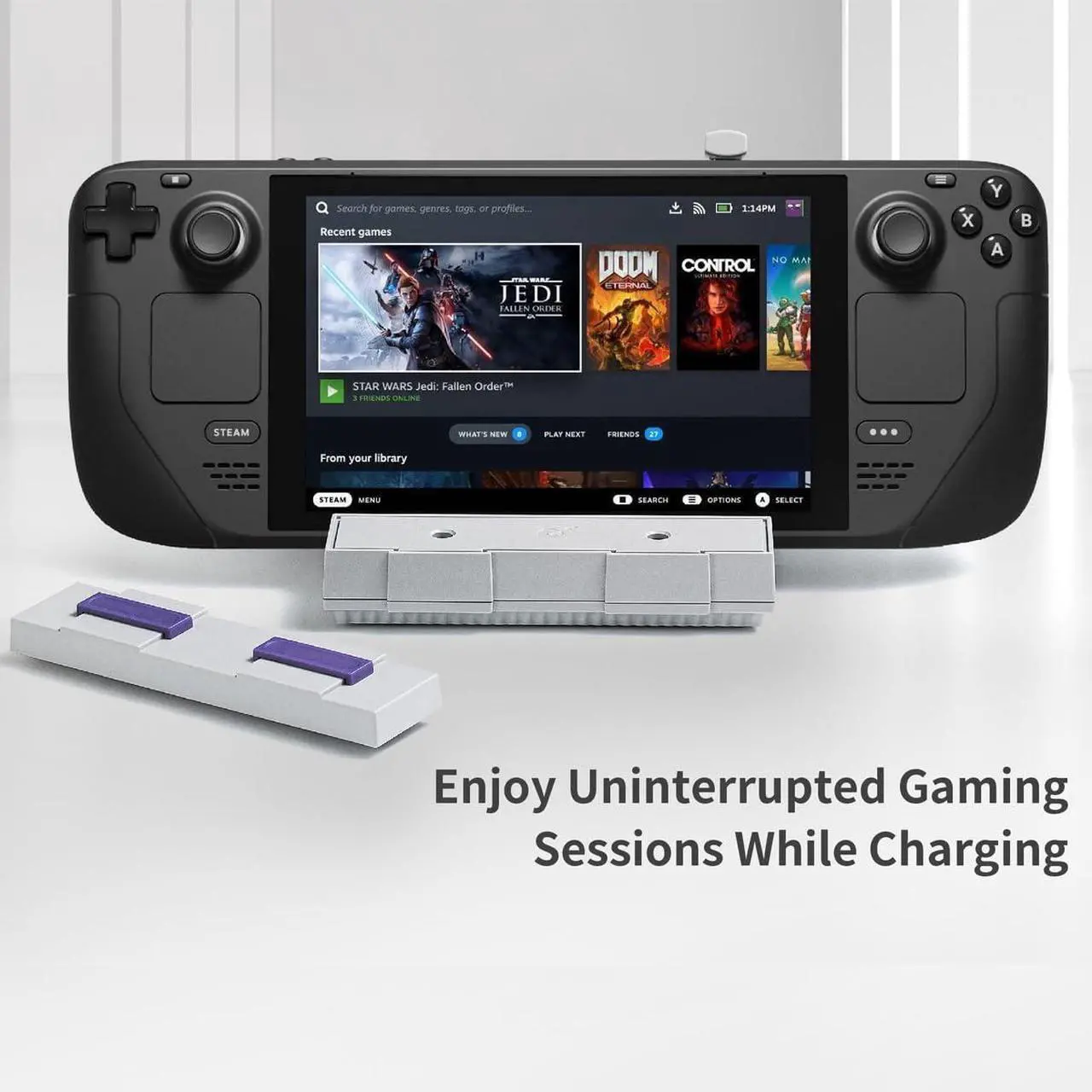 Alt view image 5 of 5 - GuliKit 7 in 1 Docking Station for Steam Deck LCD/OLED,ROG Ally,Switch,AYANEO,4K@60Hz HDMI TV Display Video Output, PD USB C Charging 100W Charger Base with Retro SNES Themed Design & 4 TF Card Slots