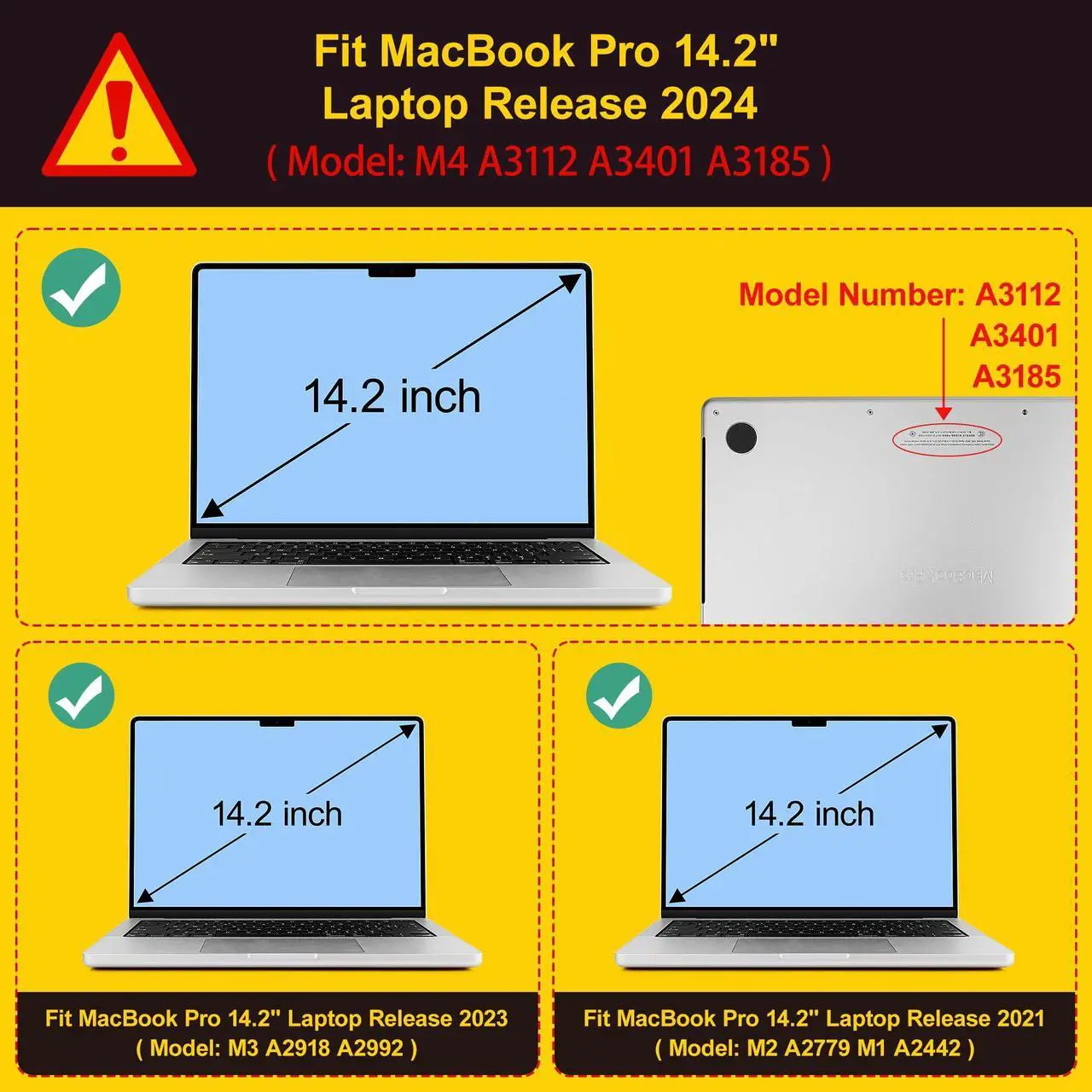 Alt view image 2 of 5 - ICEKEE for M4 MacBook Pro 14 inch Case 2024(A3112 A3401 A3185) 2023(M3 A2918 A2992 M2 A2779) 2021(M1 A2442 ) Pro/Max, Plastic Hard Shell Cover for Mac Pro 14", Bows