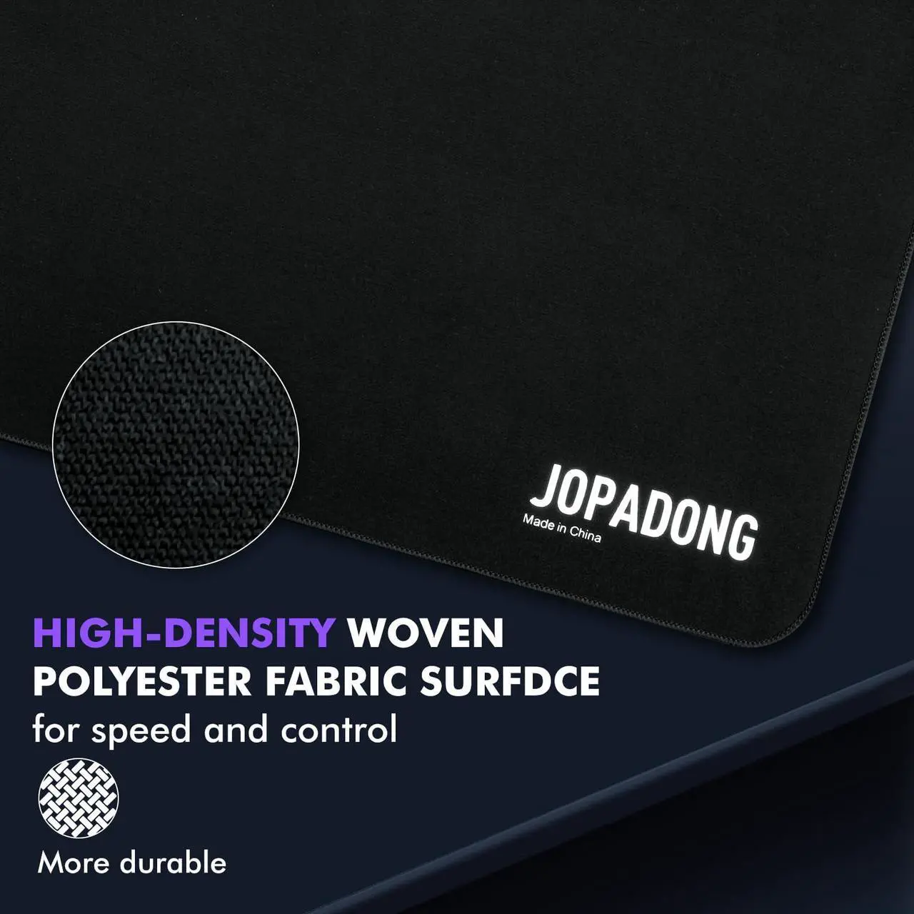 Alt view image 2 of 5 - JOPADONG Gaming Mousepad,Ultra-Smooth Surface,Non-Slip Base,Black,Skin Friendly