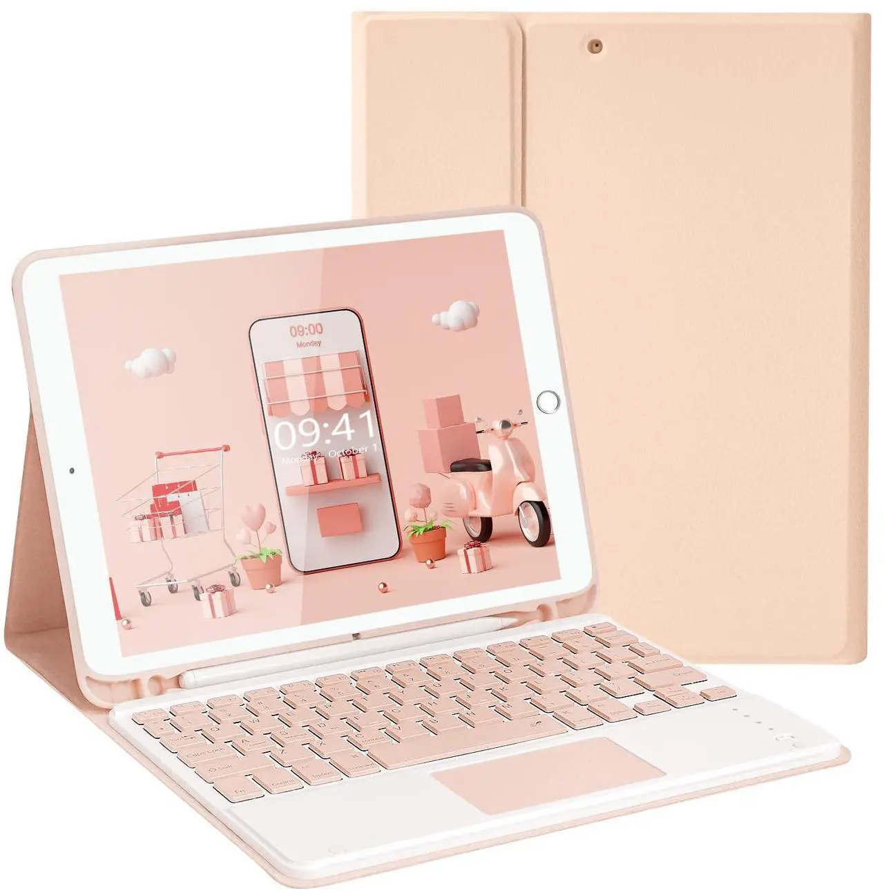 Main image of LAMA Wireless Keyboard Case with Touchpad for iPad 10.2" 9th 8th 7th Generation, Detachable Bluetooth Keyboard with Pencil Holder for iPad 10.2 Inch/iPad Air 10.5"(3rd Gen)/iPad Pro 10.5 in, Pink