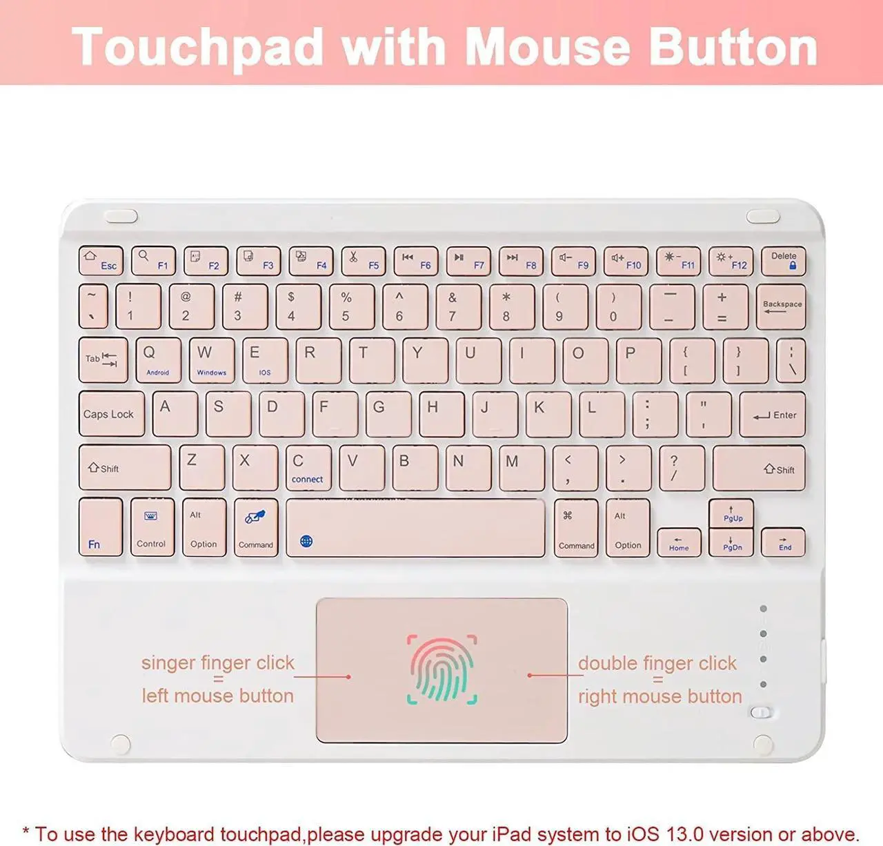 Alt view image 3 of 5 - LAMA Wireless Keyboard Case with Touchpad for iPad 10.2" 9th 8th 7th Generation, Detachable Bluetooth Keyboard with Pencil Holder for iPad 10.2 Inch/iPad Air 10.5"(3rd Gen)/iPad Pro 10.5 in, Pink