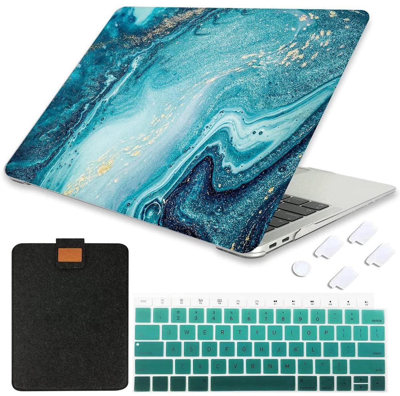 Main image of MAITTAO MacBook Air 13 Inch Case 2020 2019 2018 Release Model A1932 A2179 A2337 M1, Durable Hard Case Cover with Laptop Sleeve & Keyboard Cover for Mac Air 13.3 with Retina Touch ID, Marble Blue
