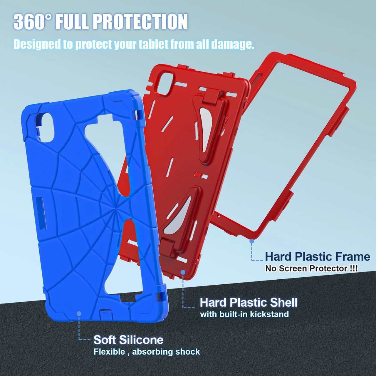 Alt view image 2 of 5 - Kezigud Shockproof Case for iPad Pro 11 inch M4 2024,iPad Pro 11 5th Gen Cute Heavy Duty Rugged Silicone +PC Cover with Pencil Holder& Stand for Kids Boys Apple iPad Pro M4 11'' (Blue+Red)