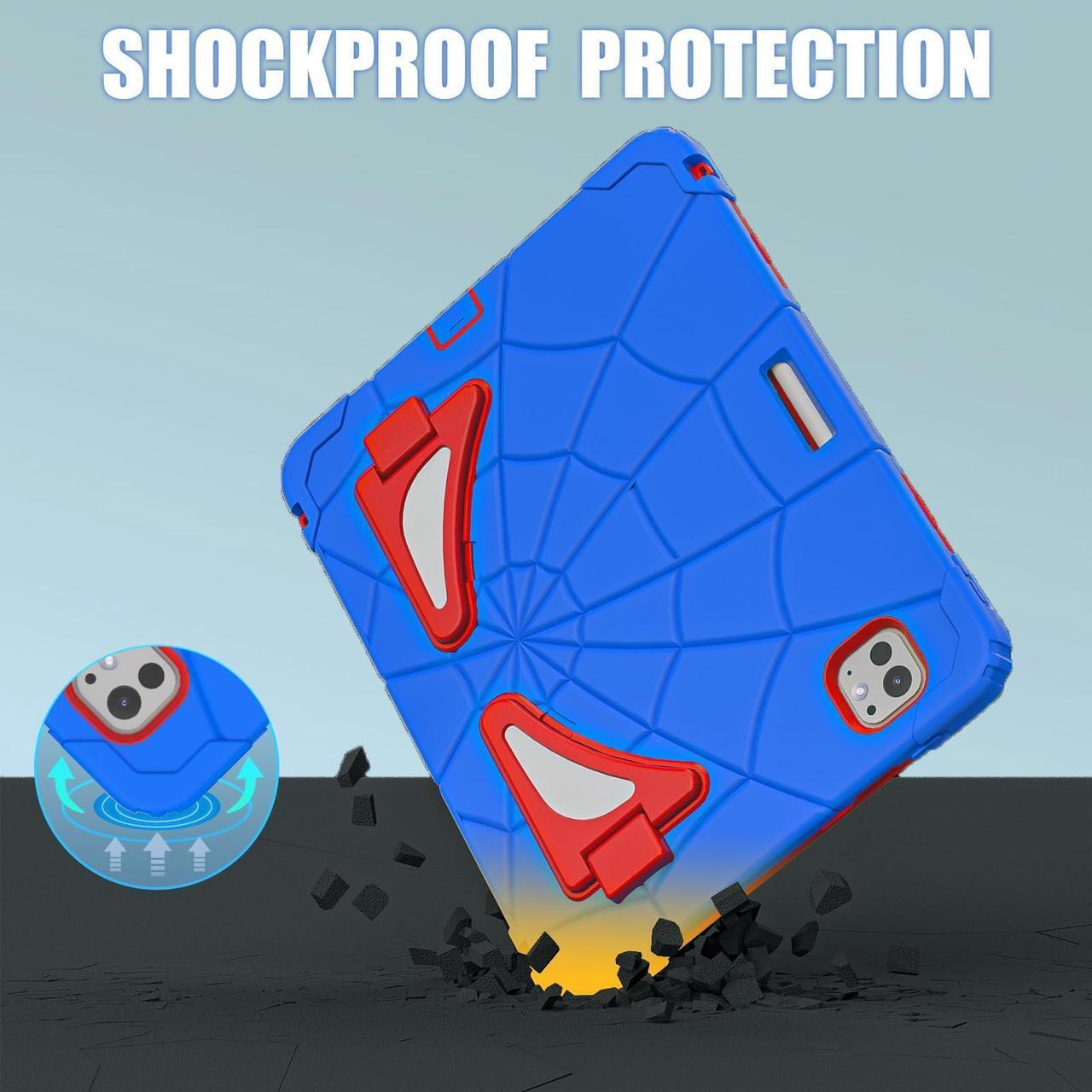 Alt view image 4 of 5 - Kezigud Shockproof Case for iPad Pro 11 inch M4 2024,iPad Pro 11 5th Gen Cute Heavy Duty Rugged Silicone +PC Cover with Pencil Holder& Stand for Kids Boys Apple iPad Pro M4 11'' (Blue+Red)