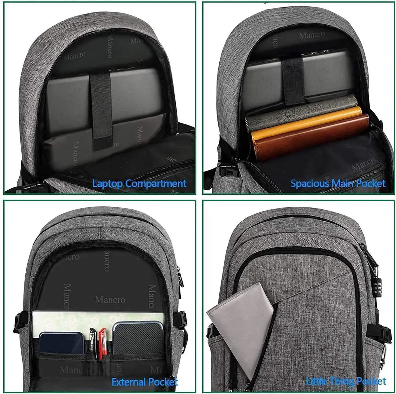 Mancro Laptop Backpack - Thumbnail 5