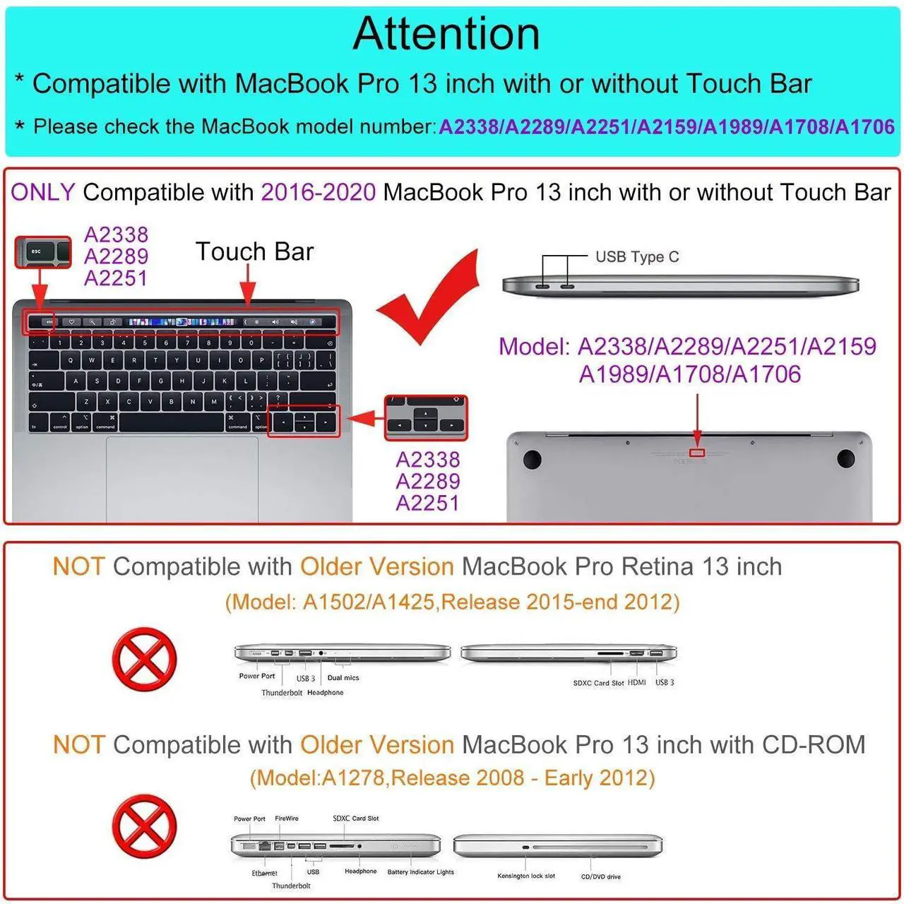 Alt view image 3 of 5 - MINGDAO Case Compatible with MacBook Pro 13 inch, Hard Protective Shell with Keyboard Cover (M1 A2338 A2289 A2251 A2159 A1989 A1706 A1708, 2016-2020 Release) - Thin Blue Line Grunge USA Flag