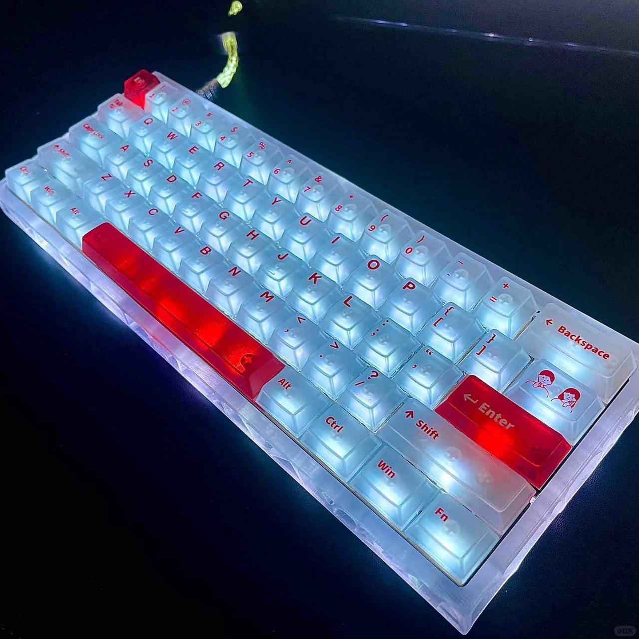 Alt view image 2 of 5 - White Clear Keycaps - 151 Keys Transparent Cherry Profile Keyboard Keycaps, Backlit Crystal PC Keycap Set, Custom Key caps 75 Percent Shine Through Mechanical Keyboard