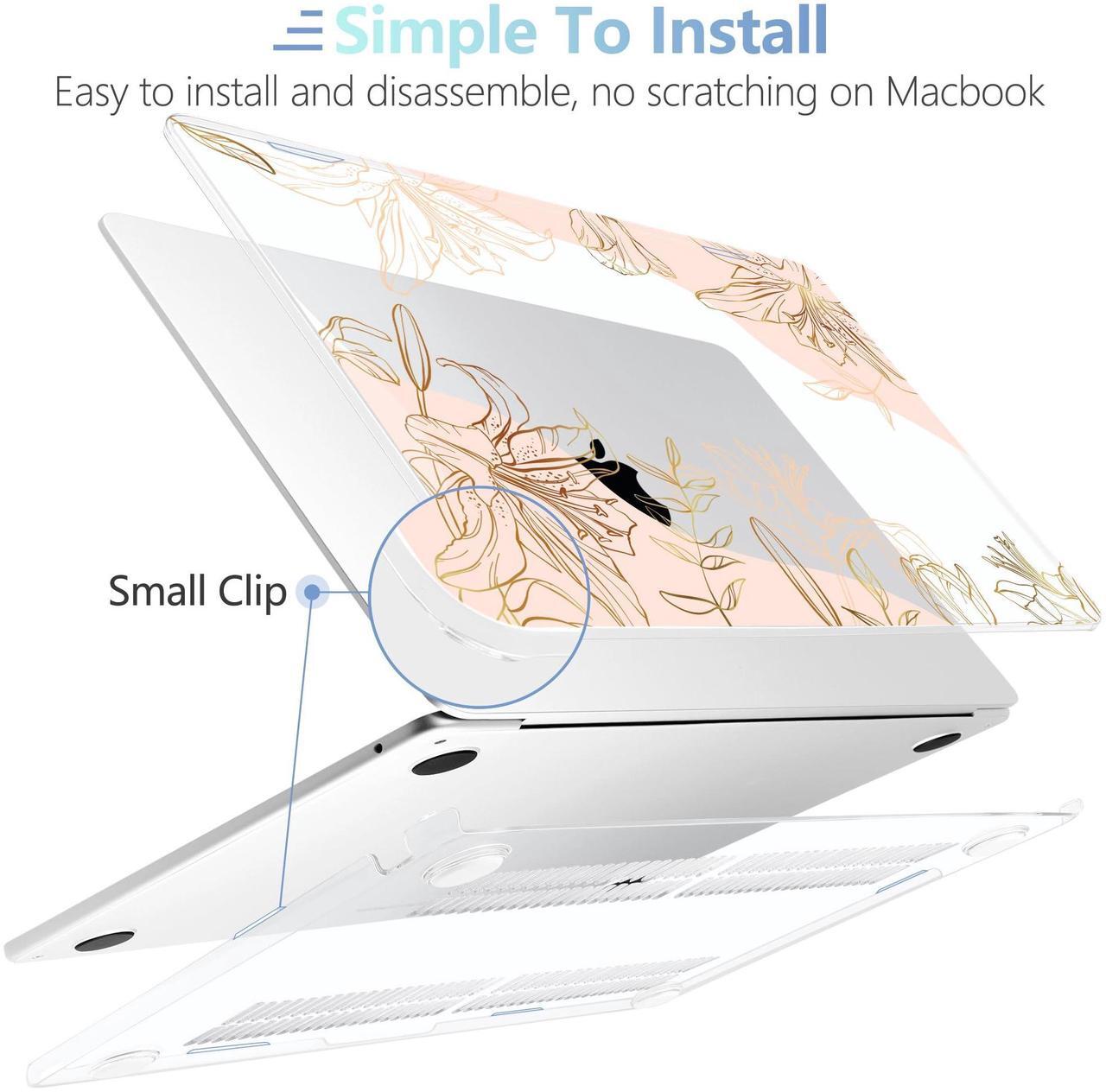 Alt view image 5 of 5 - MEEgoodo for M4/M3/M2 MacBook Air 15.3 inch Case 2025 2024 2023, Case Fit Model (A3241/A3114/A2941) for MacBook Air 15 inch, Laptop Hard Shell with Keyboard Cover, Gold Flowers Lilies