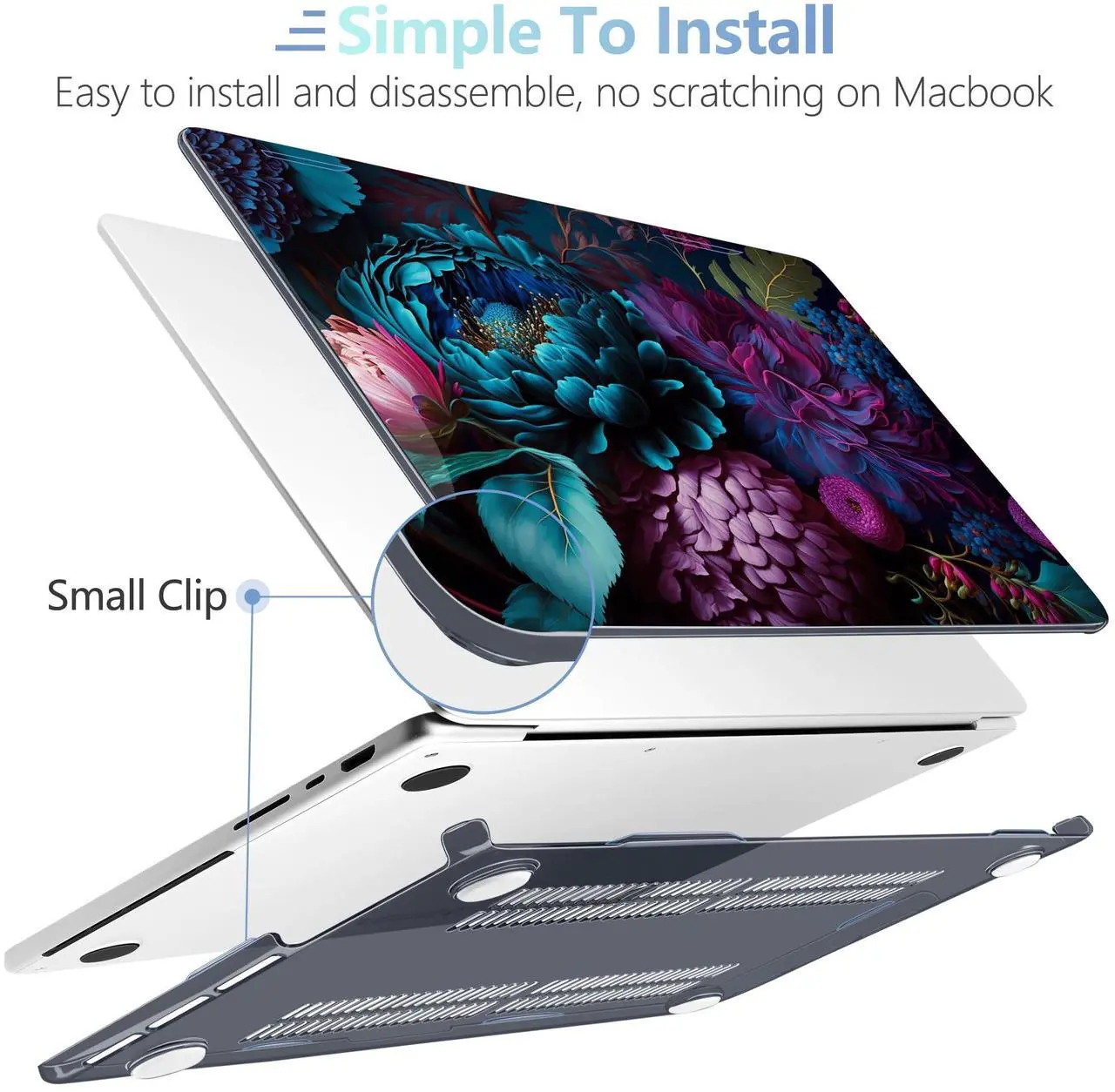 Alt view image 5 of 5 - MEEgoodo for M4 MacBook Pro 14 inch Case 2024 2023 2021, Laptop Hard Shell Cases Fit Model A3112/A3401/A3185/A2918/A2992/A2779/A2442 for M3 M2 M1 Pro/Max,Beautiful Fantasy Flower