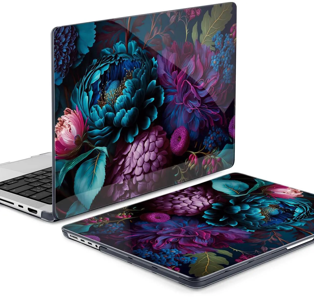 Alt view image 3 of 5 - MEEgoodo for M4 MacBook Pro 14 inch Case 2024 2023 2021, Laptop Hard Shell Cases Fit Model A3112/A3401/A3185/A2918/A2992/A2779/A2442 for M3 M2 M1 Pro/Max,Beautiful Fantasy Flower