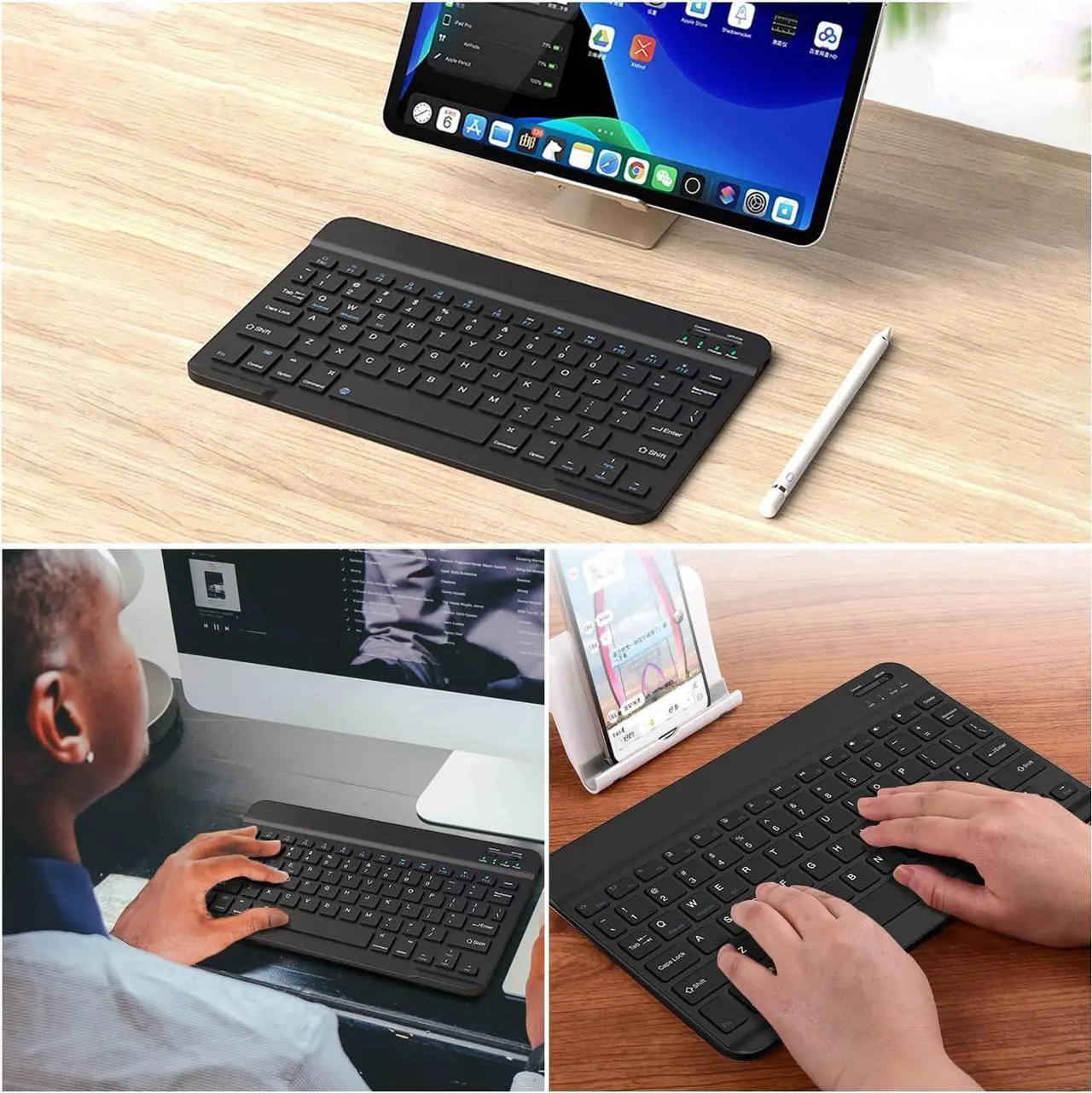 Alt view image 4 of 5 - [4 in 1] ONN 12.1" Tablet Pro 100146663 Screen Protector and Keyboard Case (2024 Model) Tempered Glass for ONN 12.1 inch Tablet Pro / 100146663 (Blue)