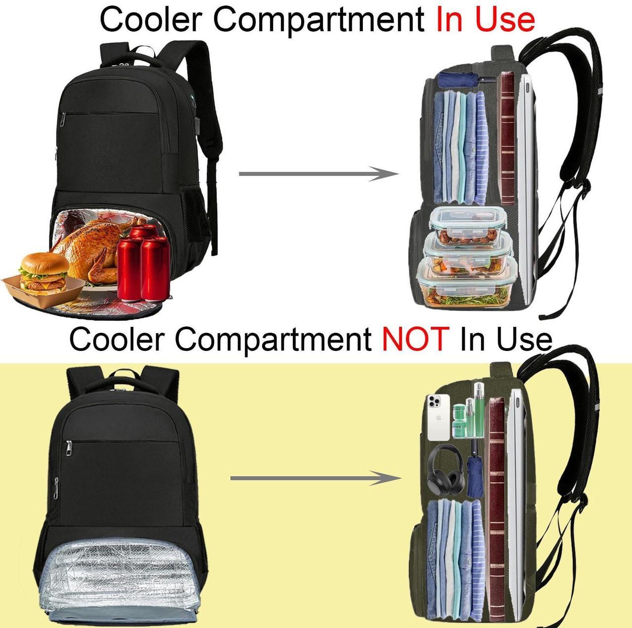 Alt view image 3 of 5 - PEAGLOB Lunch Backpack For Men TSA Work Backpack with Cooler 17 Inch Laptop Bags Carry on with USB Port Waterproof Anti-Theft with Lunchbox For Work Business Picnic