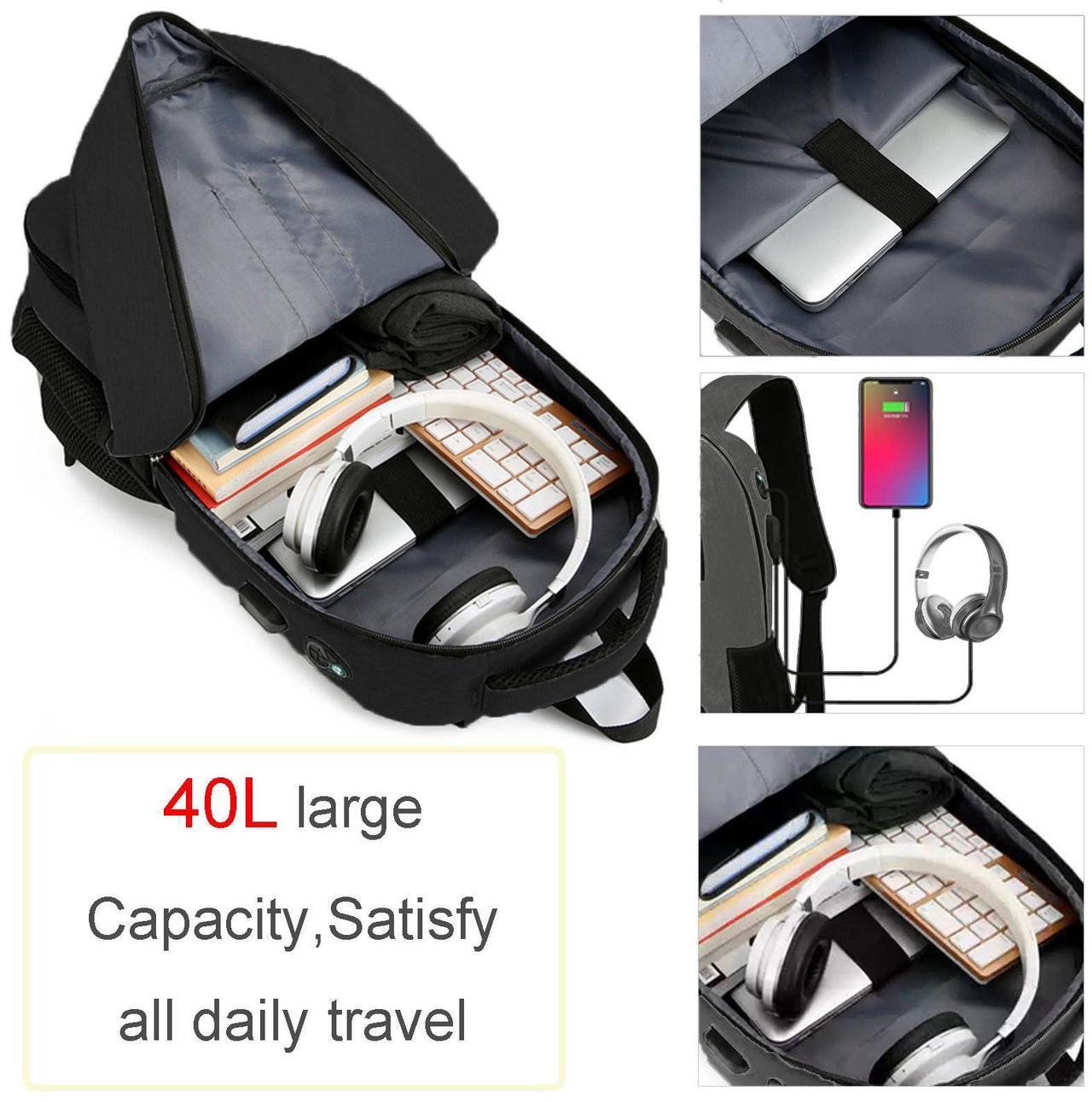 Alt view image 5 of 5 - PEAGLOB Lunch Backpack For Men TSA Work Backpack with Cooler 17 Inch Laptop Bags Carry on with USB Port Waterproof Anti-Theft with Lunchbox For Work Business Picnic